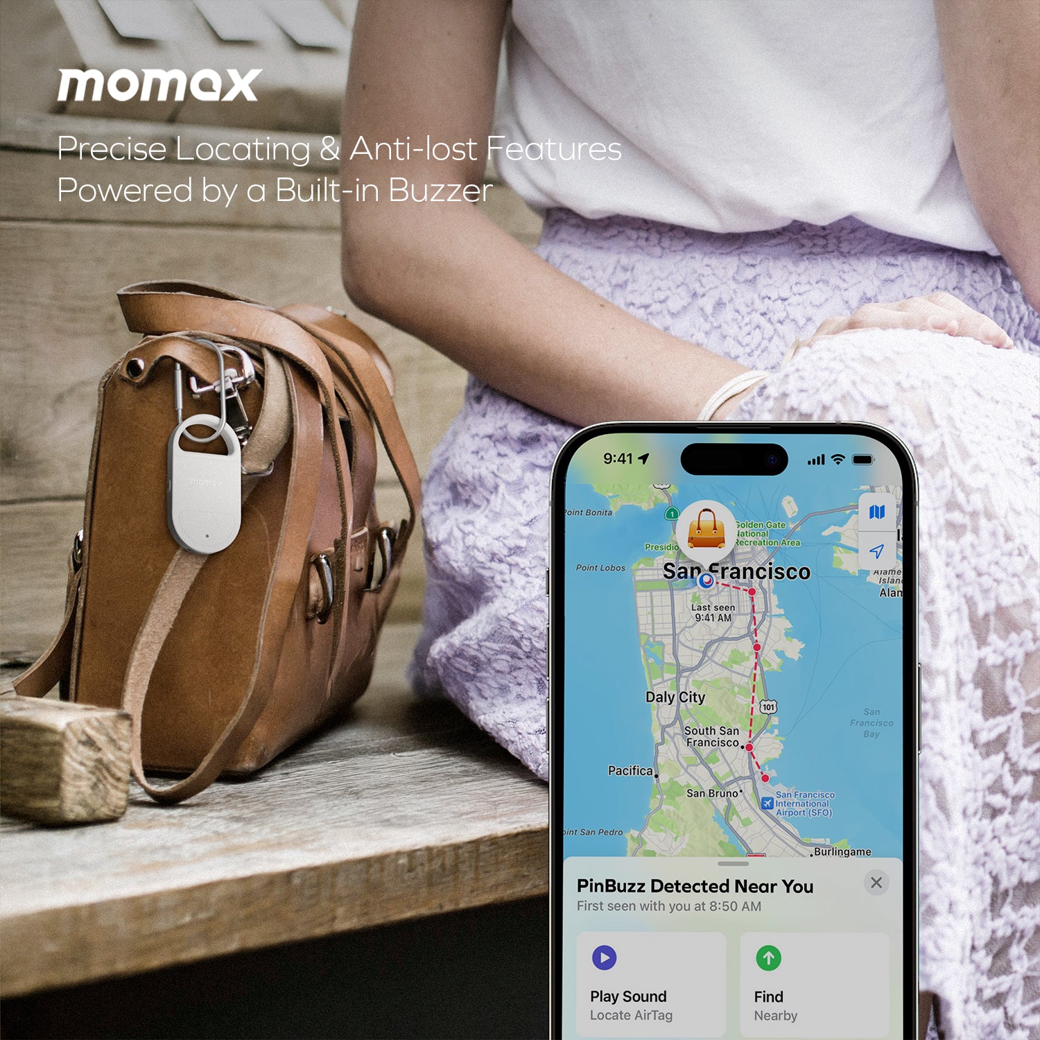 PinBuzz 可充電防盜個人警報器 Find My 全球定位器