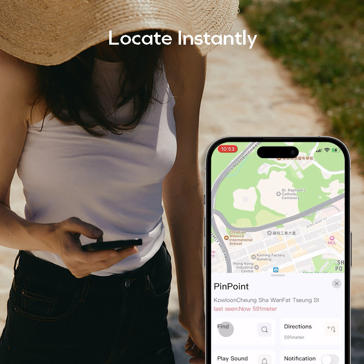 PinCard Ultra Mini 充電式迷你 Find My 全球定位器 (支持 UWB)
