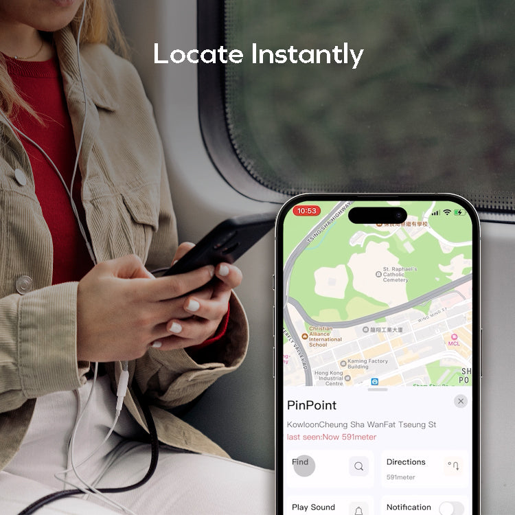PinCard Ultra 充電式 Find My 全球定位器 (支持 UWB)