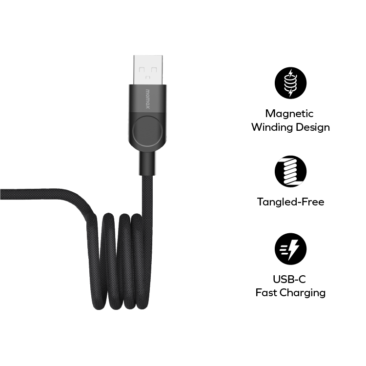 Mag.link 66W USB-A to USB-C magnetic connection cable (1m)