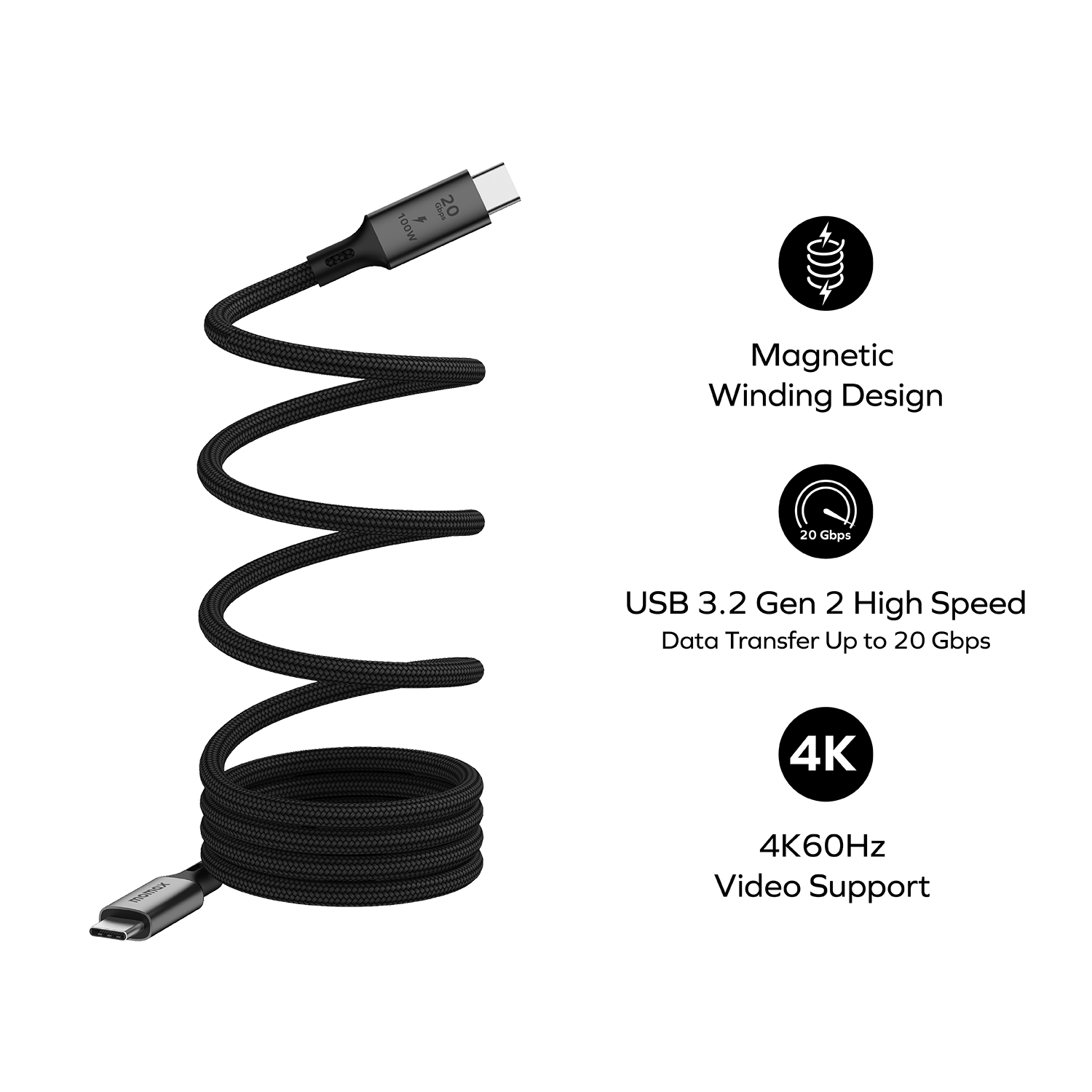 Mag.Link | Magnetic Cable USB-C to USB-C USB 100W 3.2 Gen 2x2 (1M)
