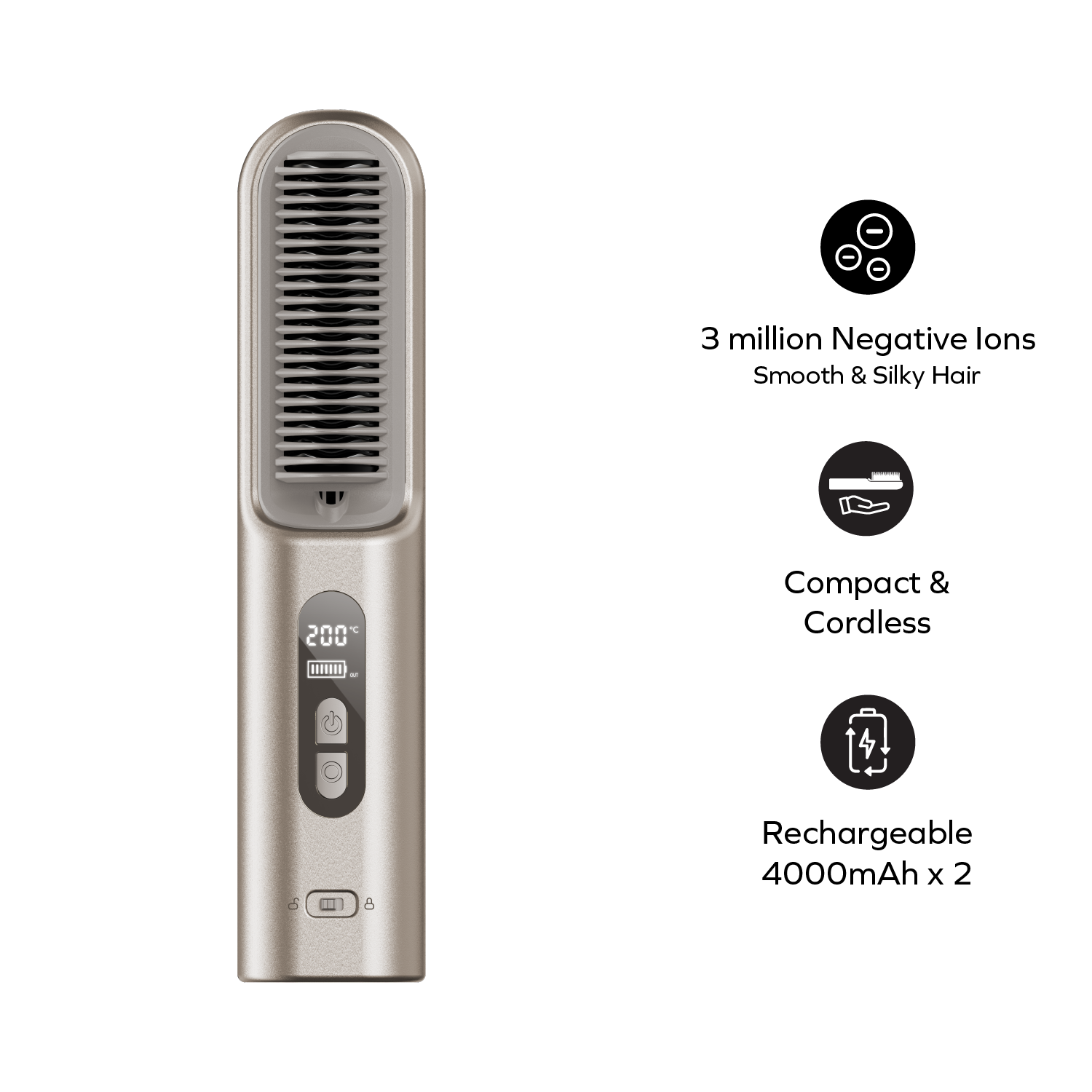 1-Care Sleek 旅行無線負離子直髮梳