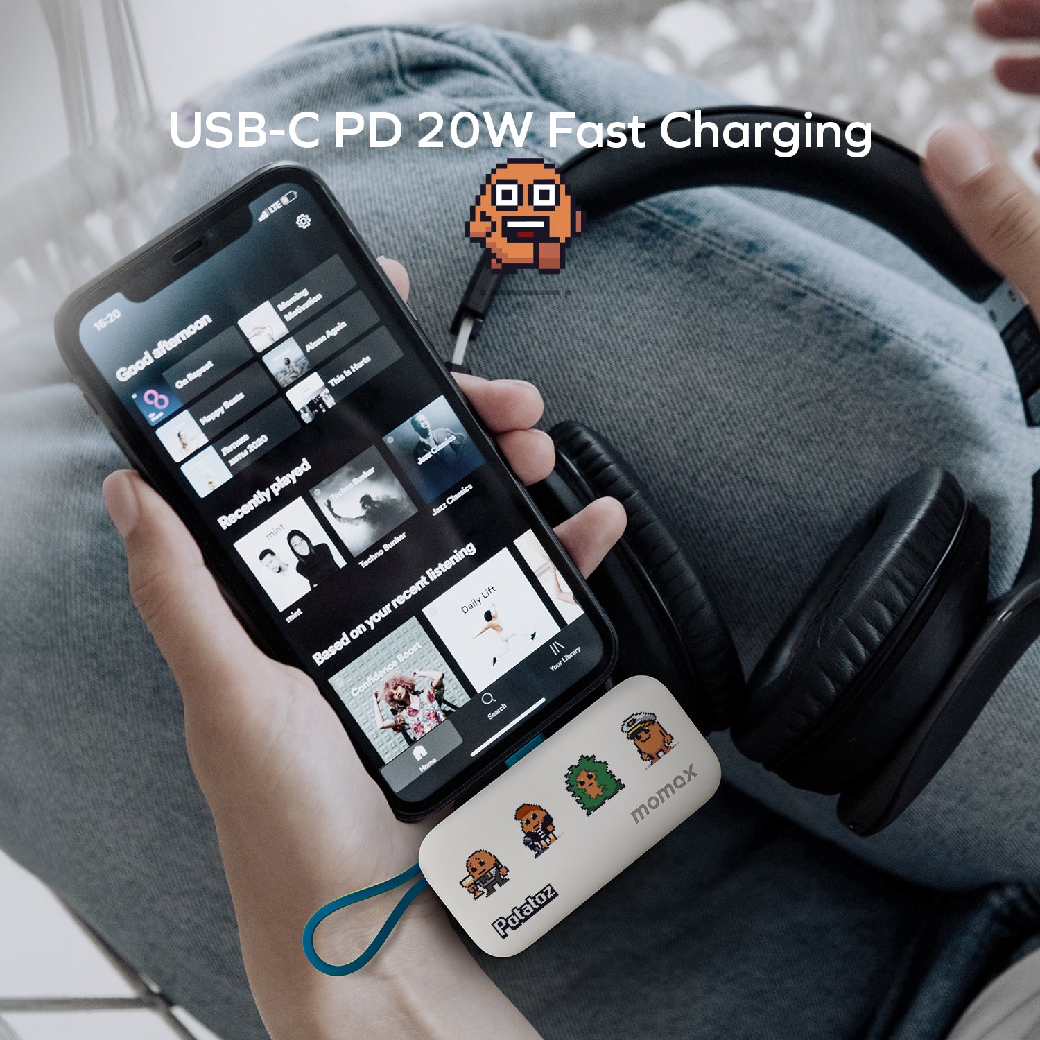 1-Power Mini 5000mAh 内置可折叠USB-C移動電源 (CCC 認證)