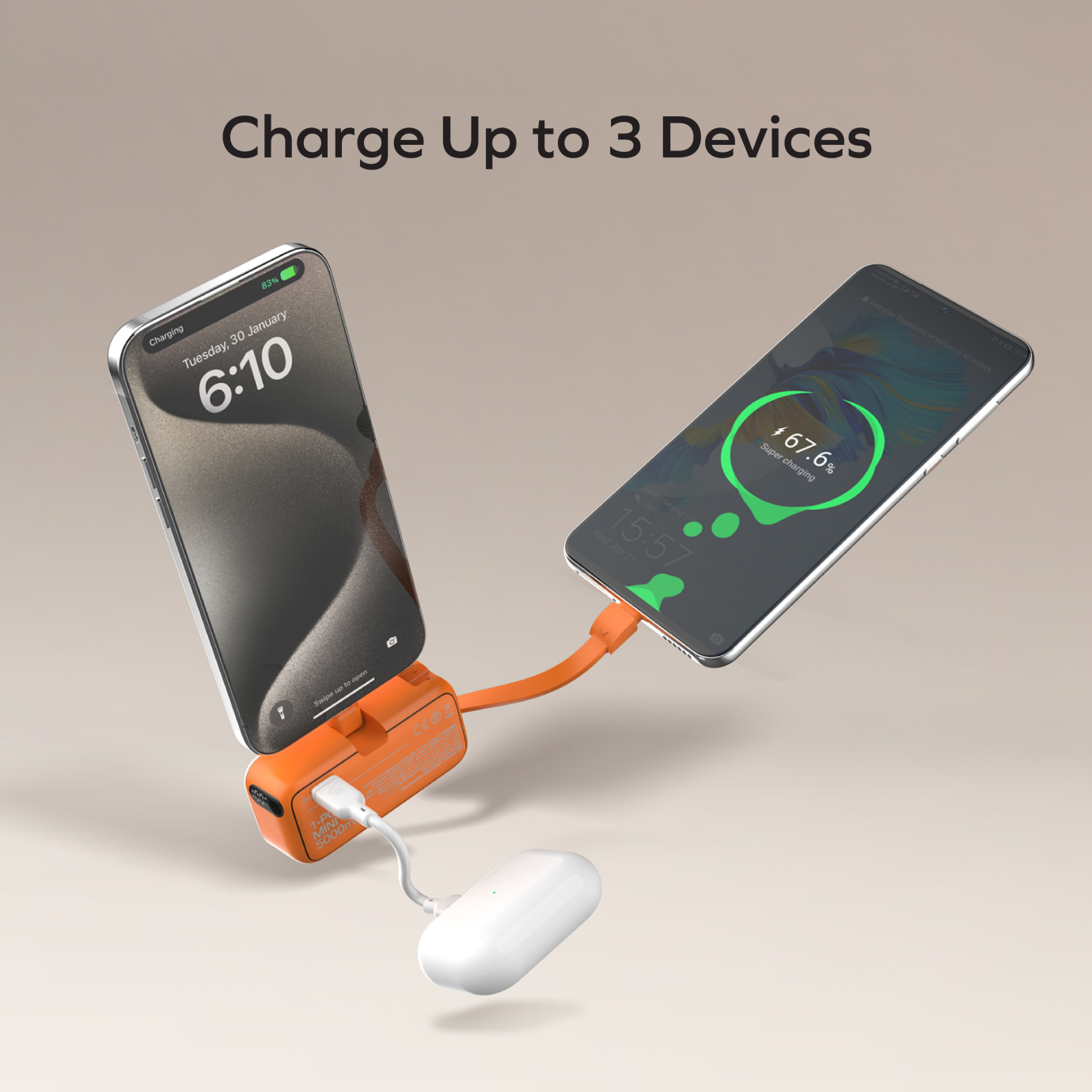 1-Power Mini 5000mAh 内置可折叠USB-C移動電源 (CCC 認證)