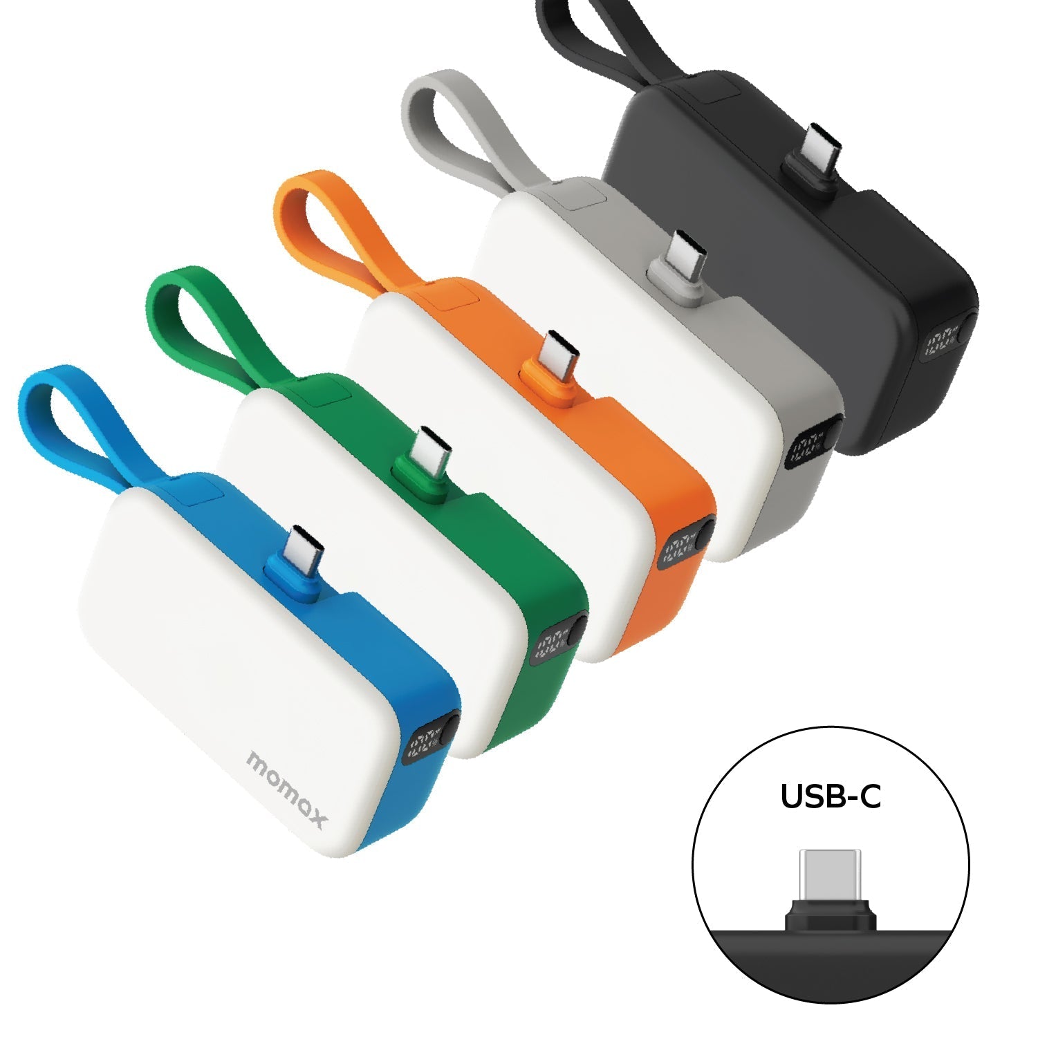 1-Power Mini 5000mAh built-in foldable USB-C power bank