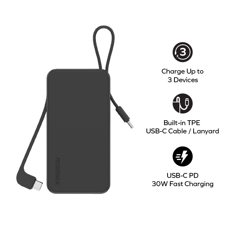1-Power Vital+ 10000mAh 流動電源,內建雙 USB-C 線 (UV Customization)