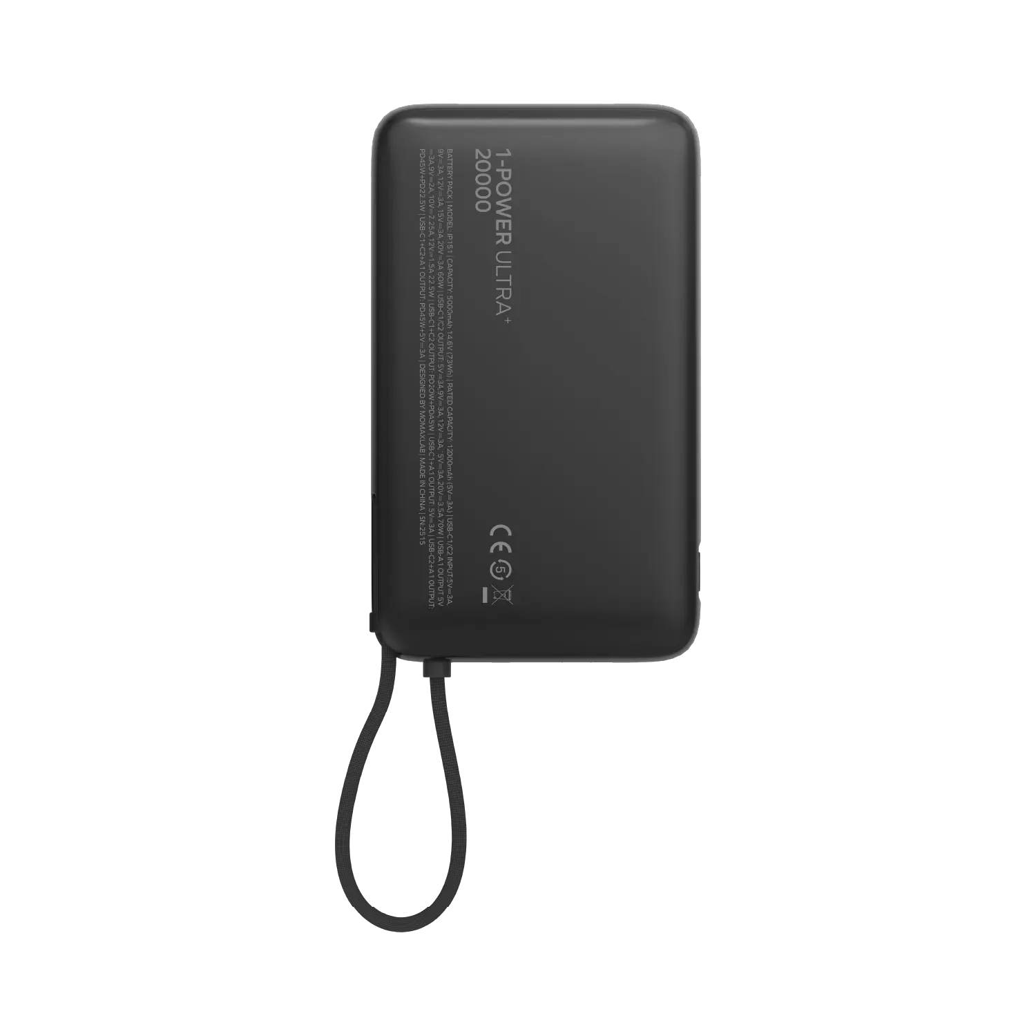 1-Power Ultra+ 20000mAh 內置 USB-C 線 70W 移動電源