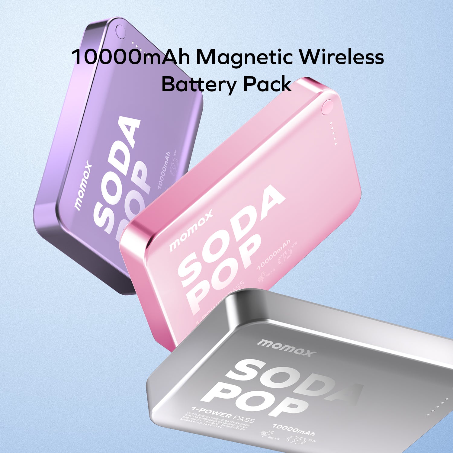 1-Power Pass 10000mAh Magnetic Wireless Battery Pack