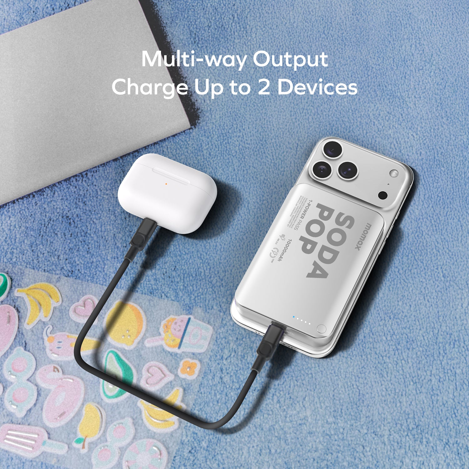 1-Power Pass 10000mAh Magnetic Wireless Battery Pack