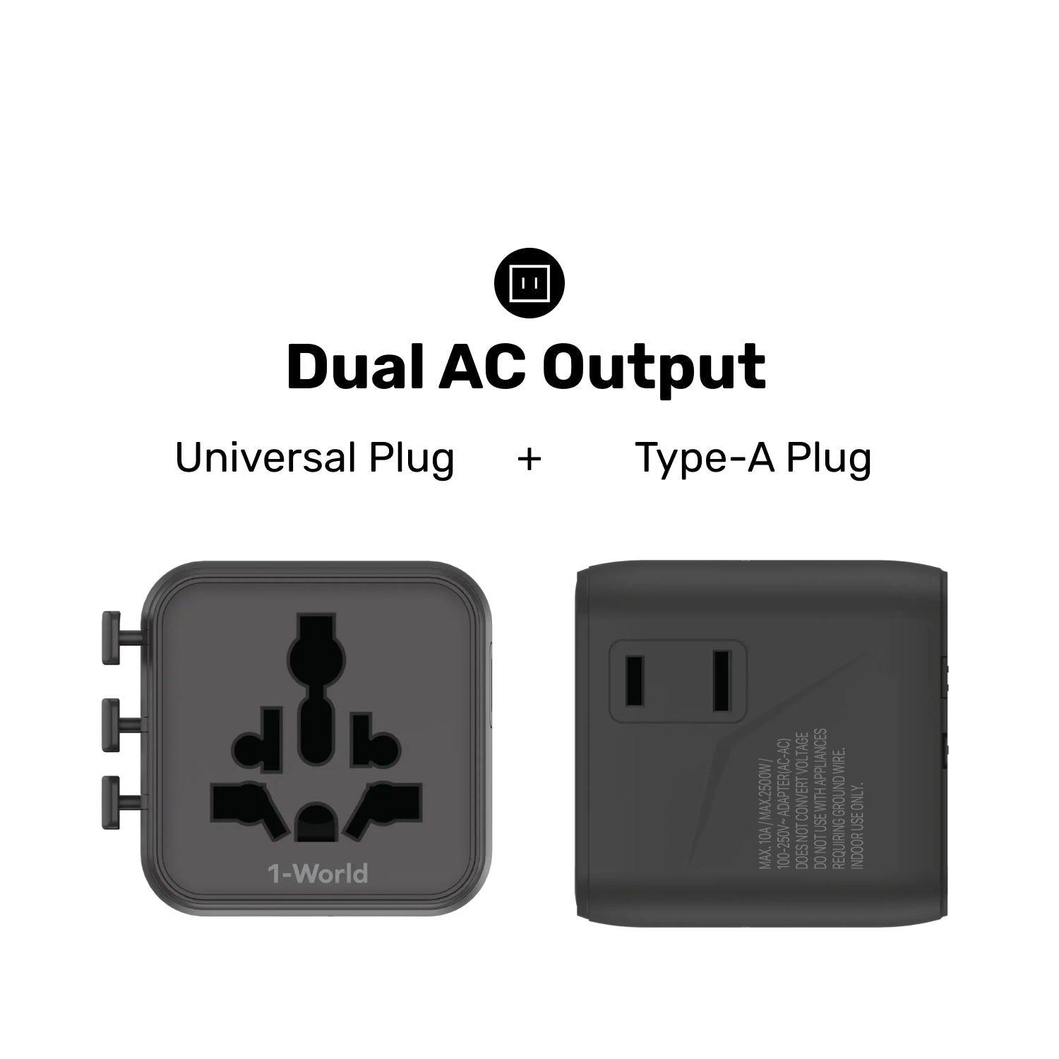 1-World Universal Travel Adapter with Dual AC