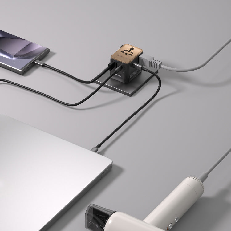 1-WORLD² 70W 雙 AC 五 USB GaN 全球轉換插座