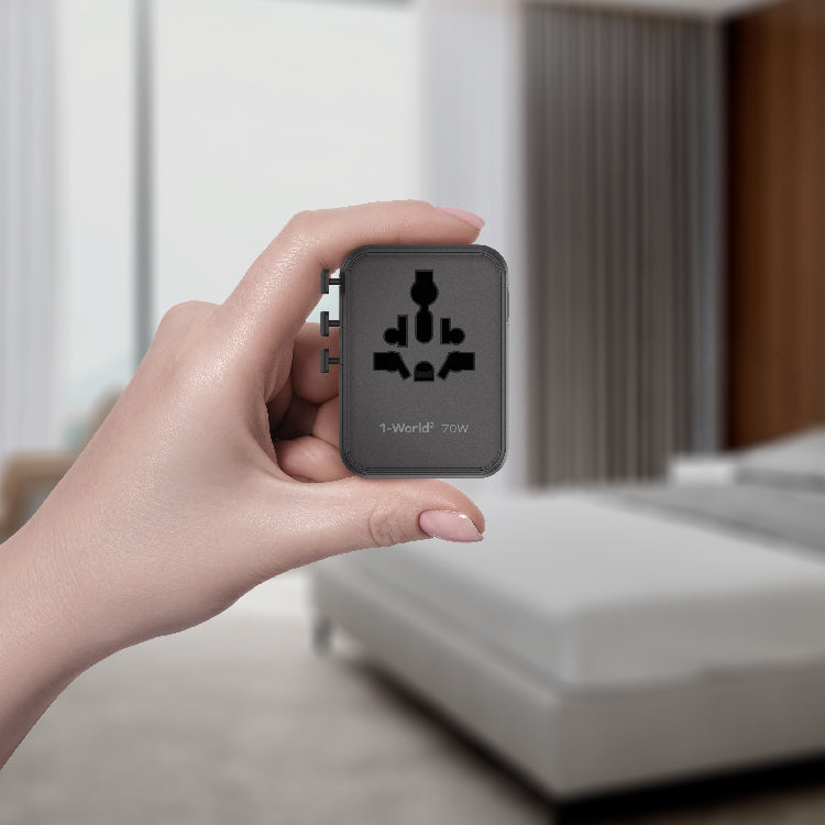 1-WORLD² 70W 雙 AC 五 USB GaN 全球轉換插座
