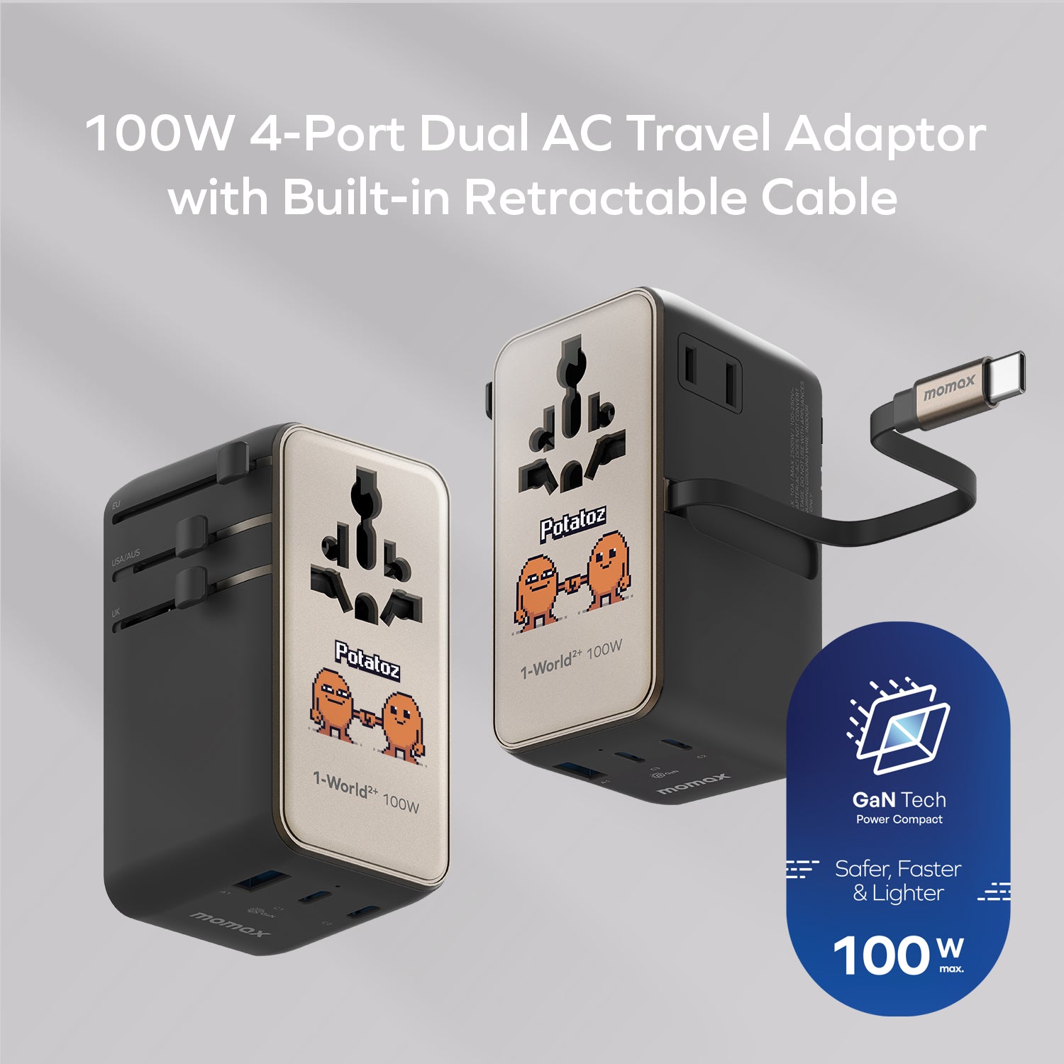 1-World²⁺ 100W 伸縮充電線四接口旅行充電插座