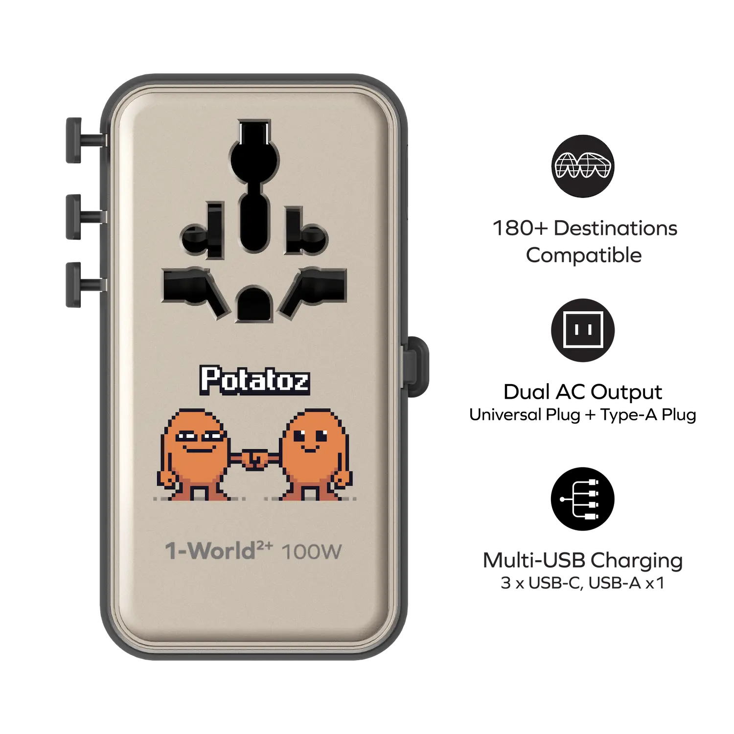 1-World²⁺ 100W 伸縮充電線四接口旅行充電插座