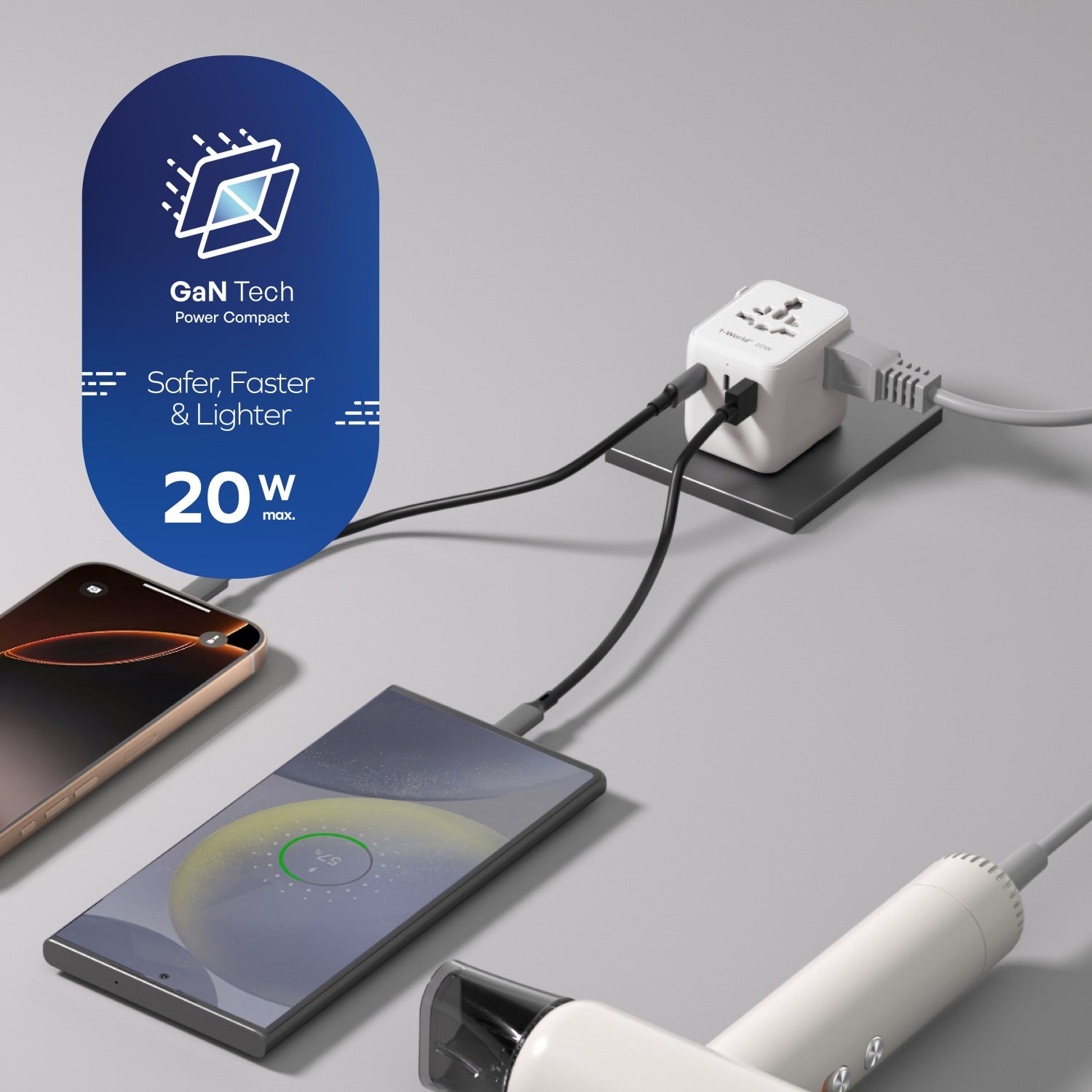 1-World² 20W 三接口旅行充電插座