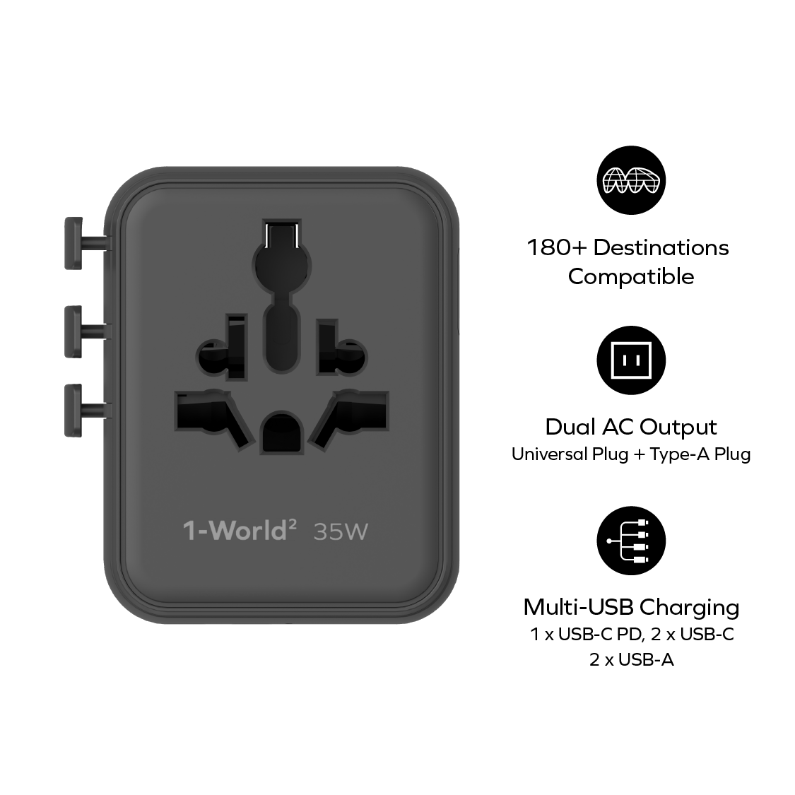 1-World² 35W 五接口旅行充電插座