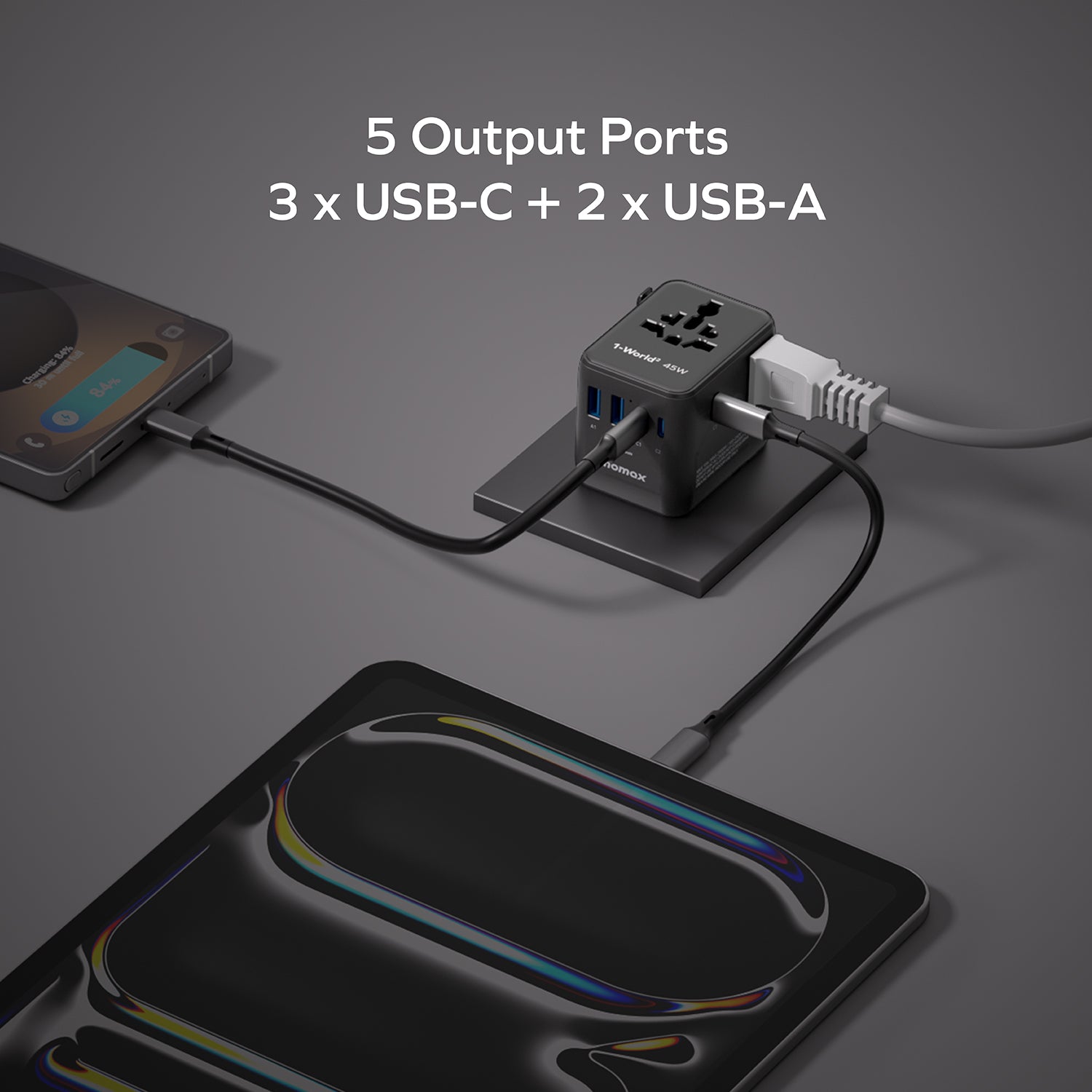 1-World²
45W 5-Port Dual AC Travel Adapter