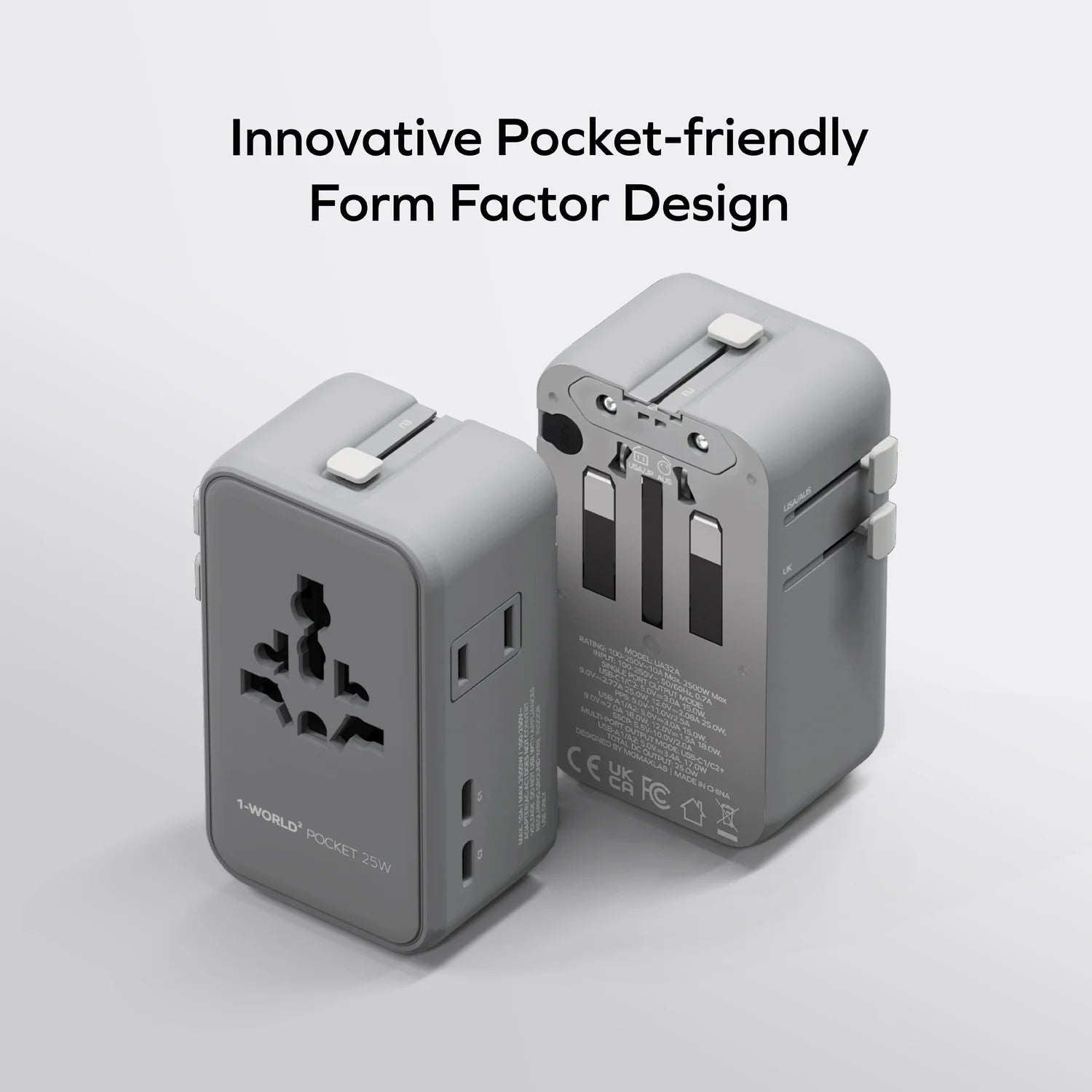 1-World² Pocket 25W 四接口雙 AC 旅行充電插座