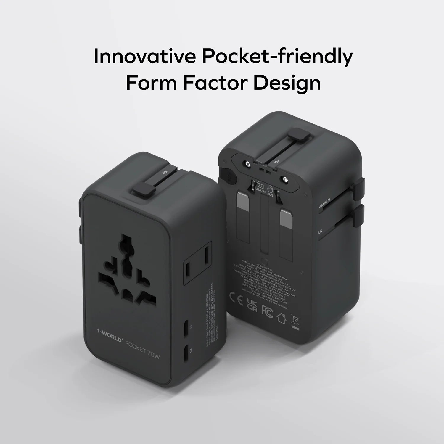 1-World² Pocket 70W 四接口雙 AC 旅行充電插座