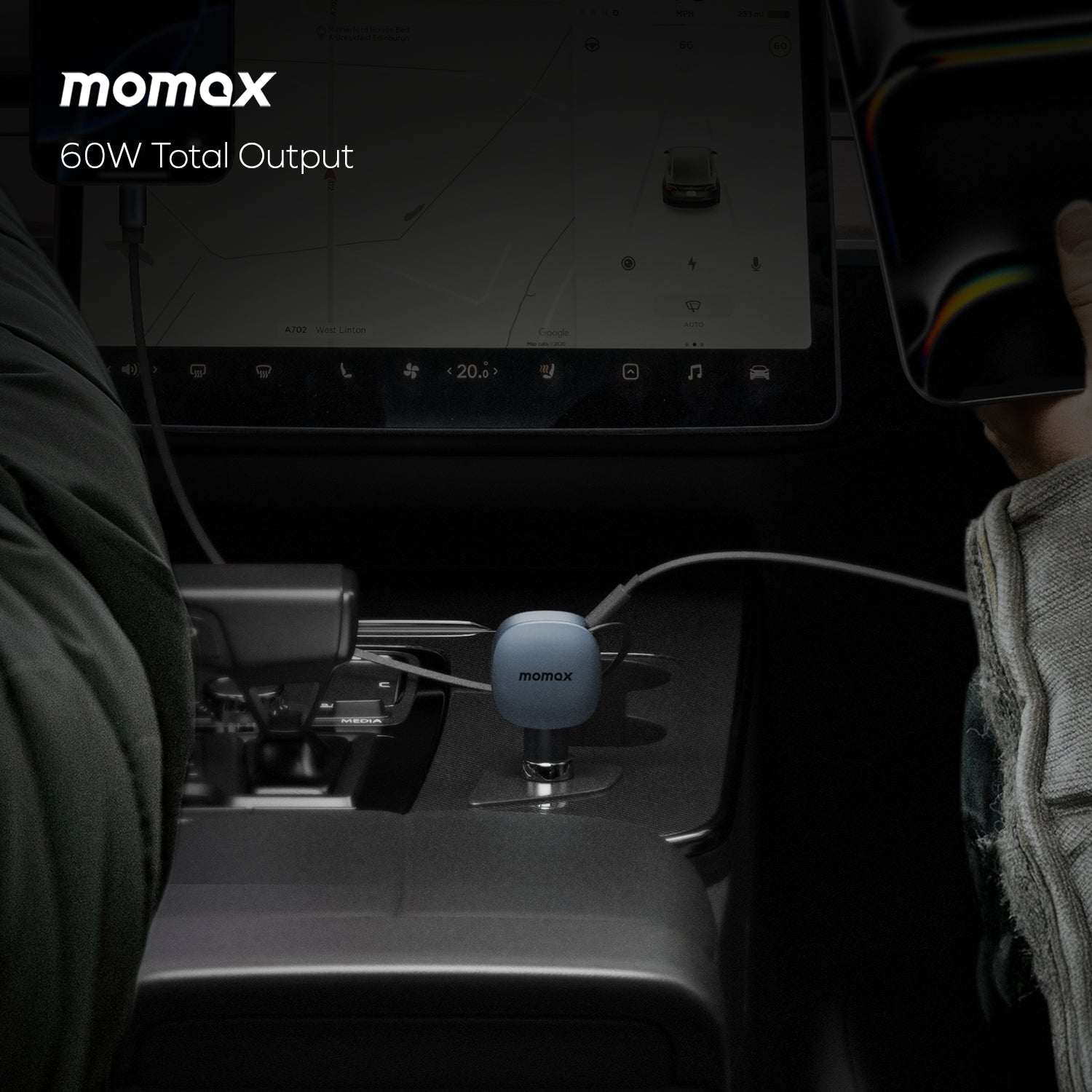 1-Move⁺
2-Port Car Charger With Built-In Retractable Cable 60W