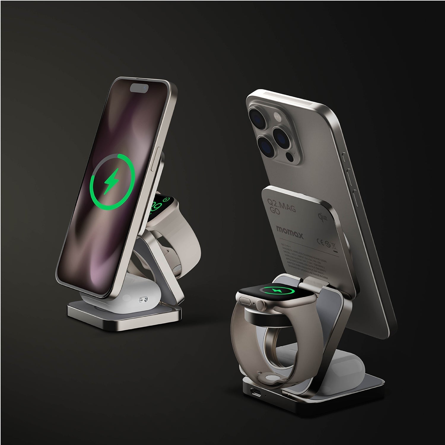 Q2.Mag Go 25W Qi2 三合一磁吸無線充電支架