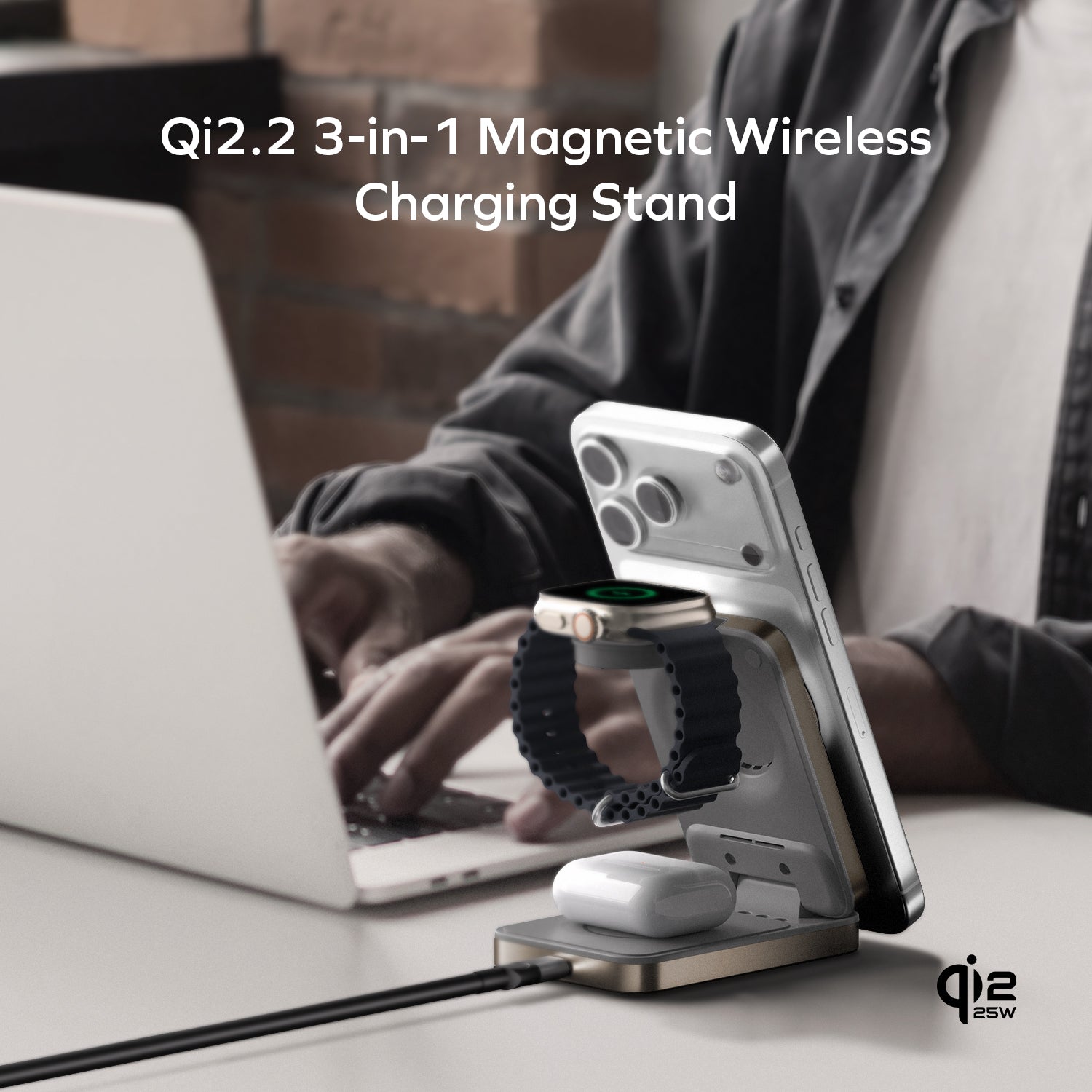 1-Charge Q.Port²
 折疊 Qi2.2 三合一無線充電支架