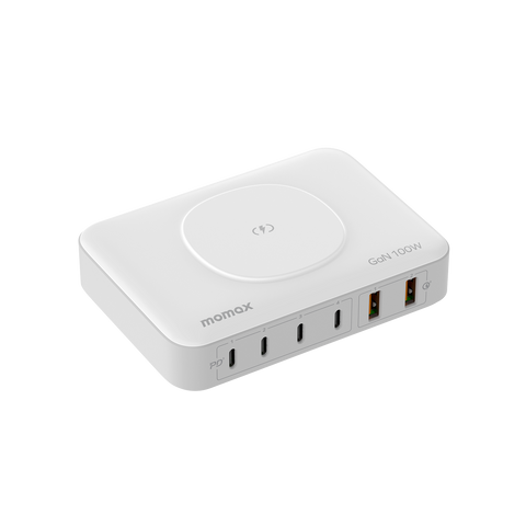 Momax ONEPLUG GaN 100W 六輸出連無線充桌面充電座