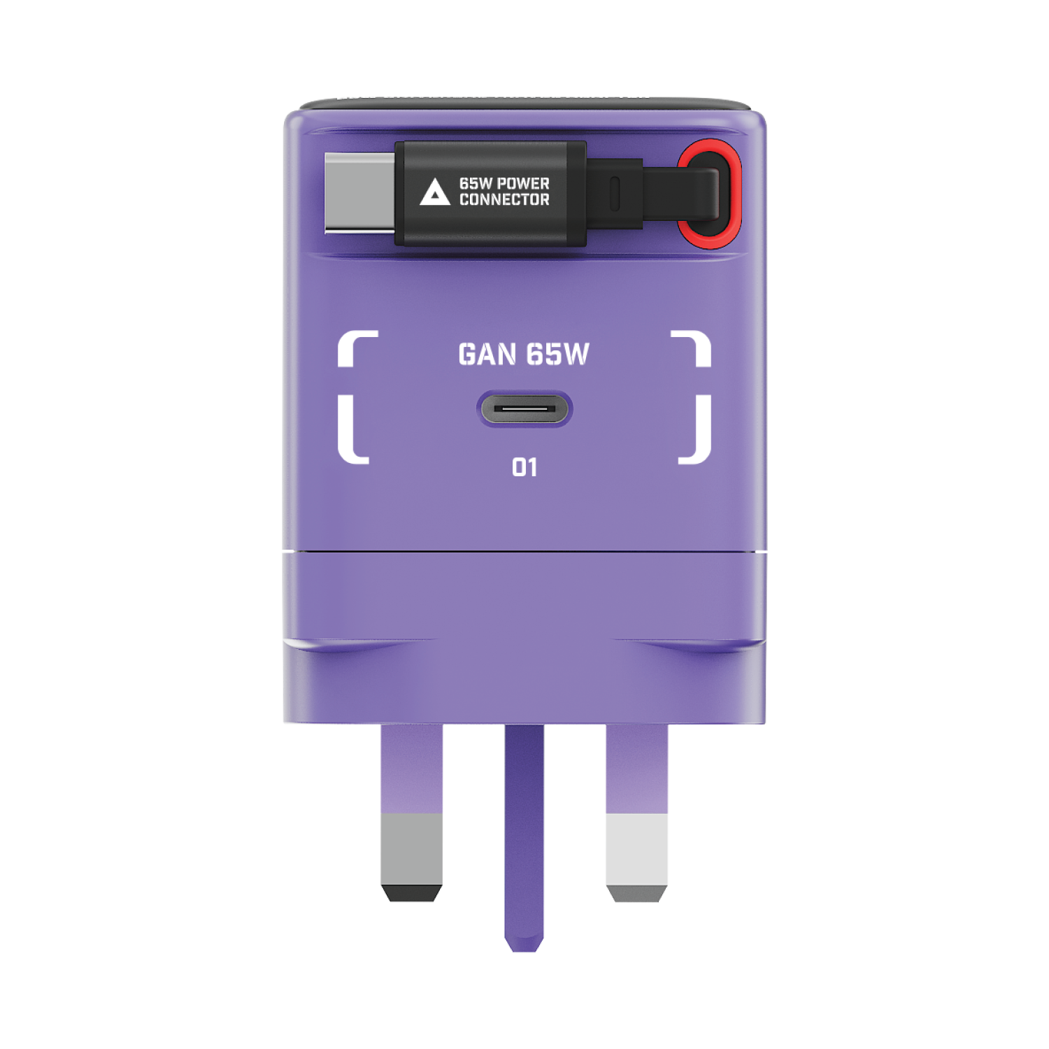 1-CHARGE+ 1 連接埠 GaN 65W 充電器,附可伸縮 USB-C 線