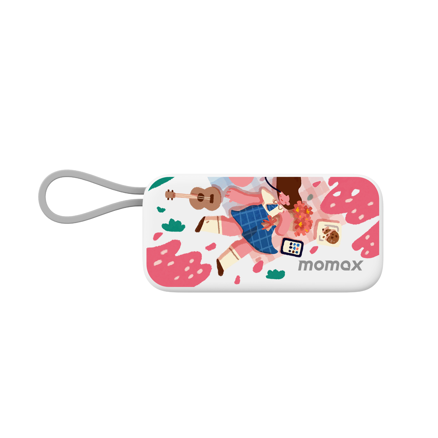 1-Power Mini 5000mAh built-in foldable USB-C power bank (Valentine's Limited Edition - Cherry Blossom)