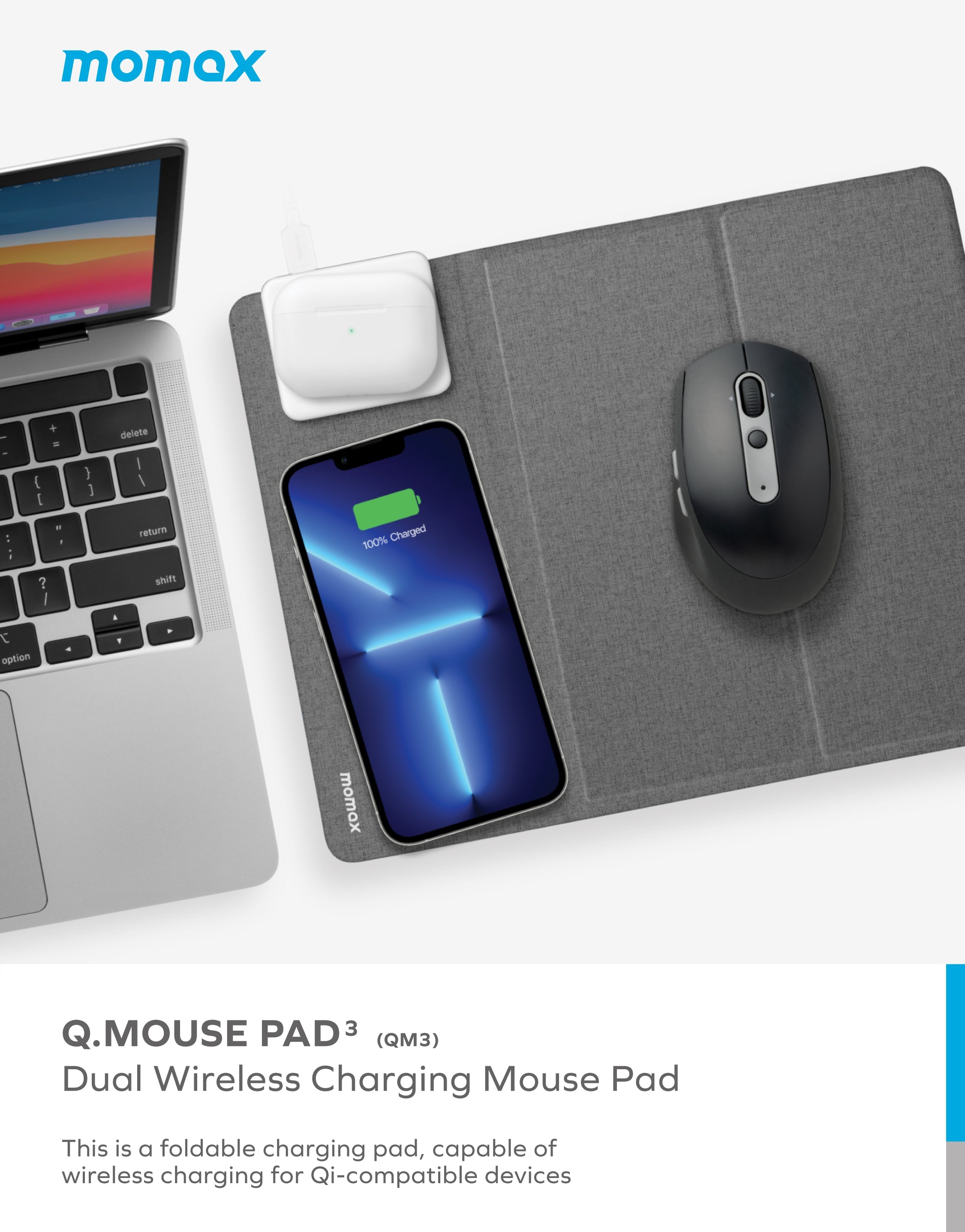 Q.Mouse Pad 3 二合一無線充電滑鼠墊 (20W)