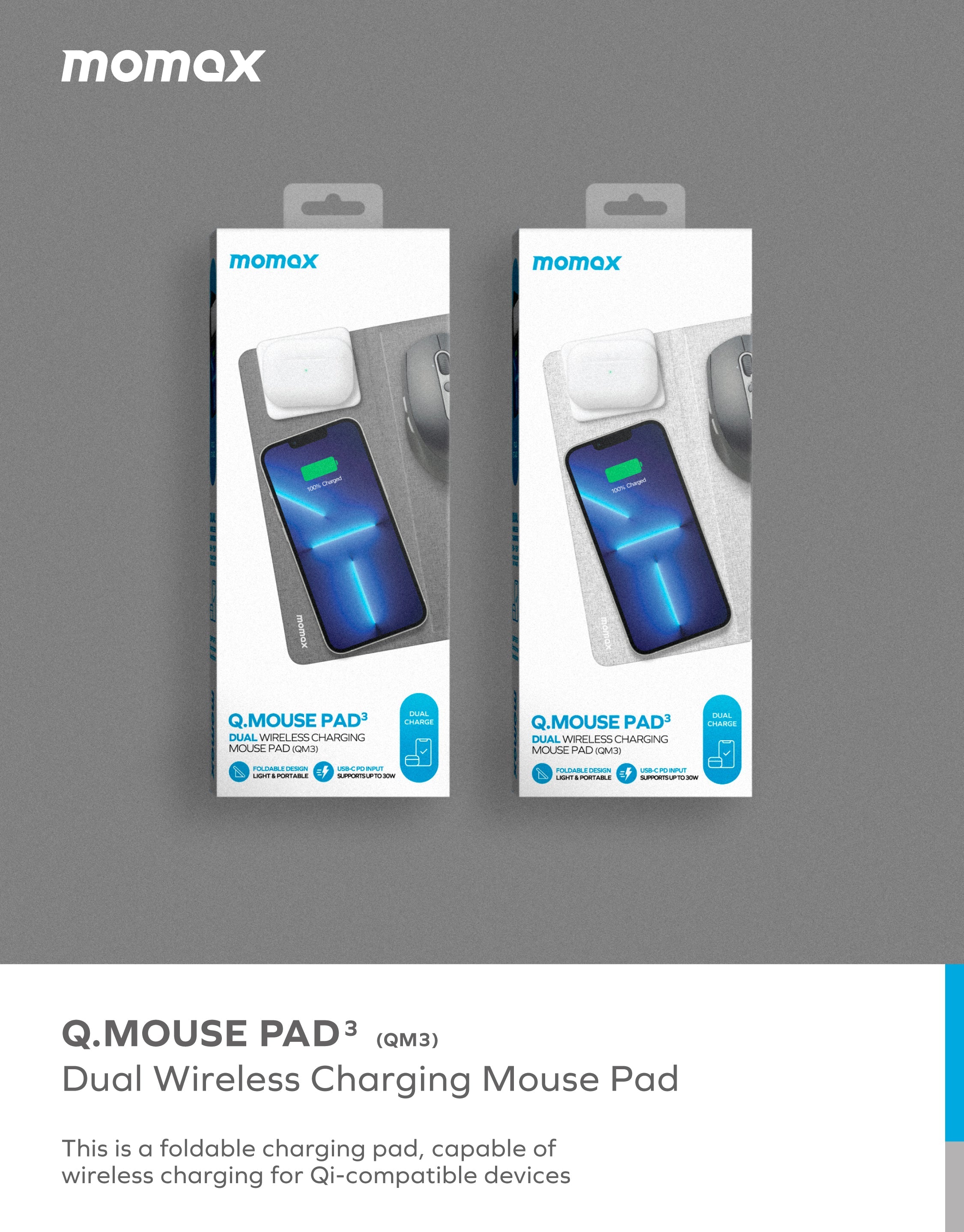 Q.Mouse Pad 3 二合一無線充電滑鼠墊 (20W)