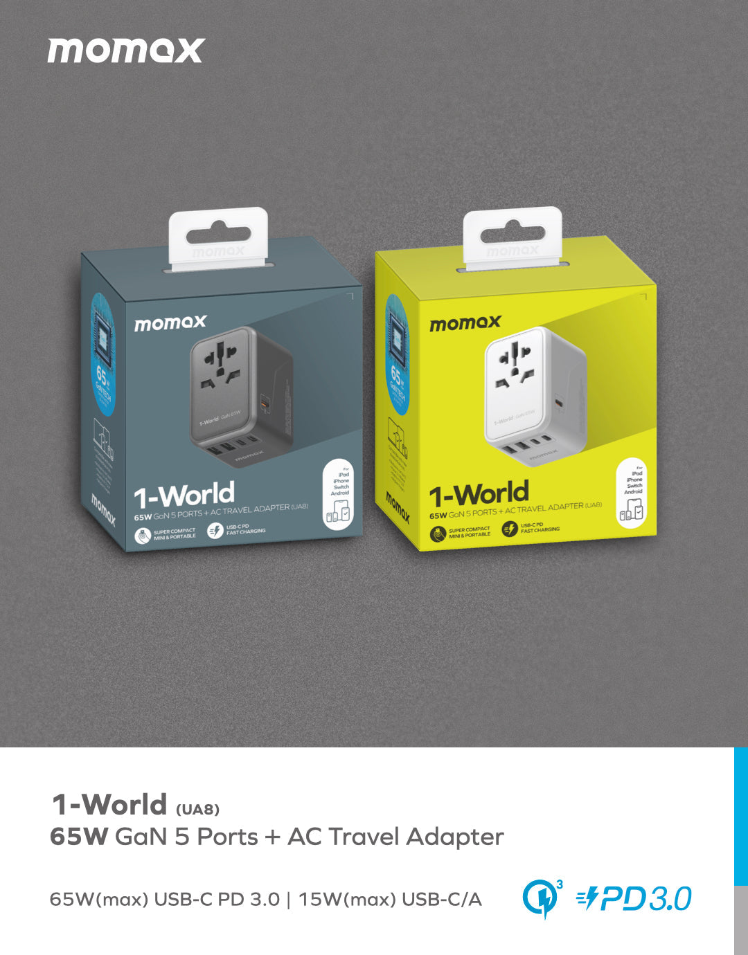 Momax 1-World 65W GaN 方便式旅行插座