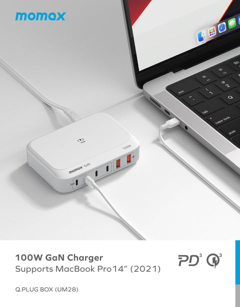 Q.PLUG BOX GaN 100W六輸出連無線充桌面充電器