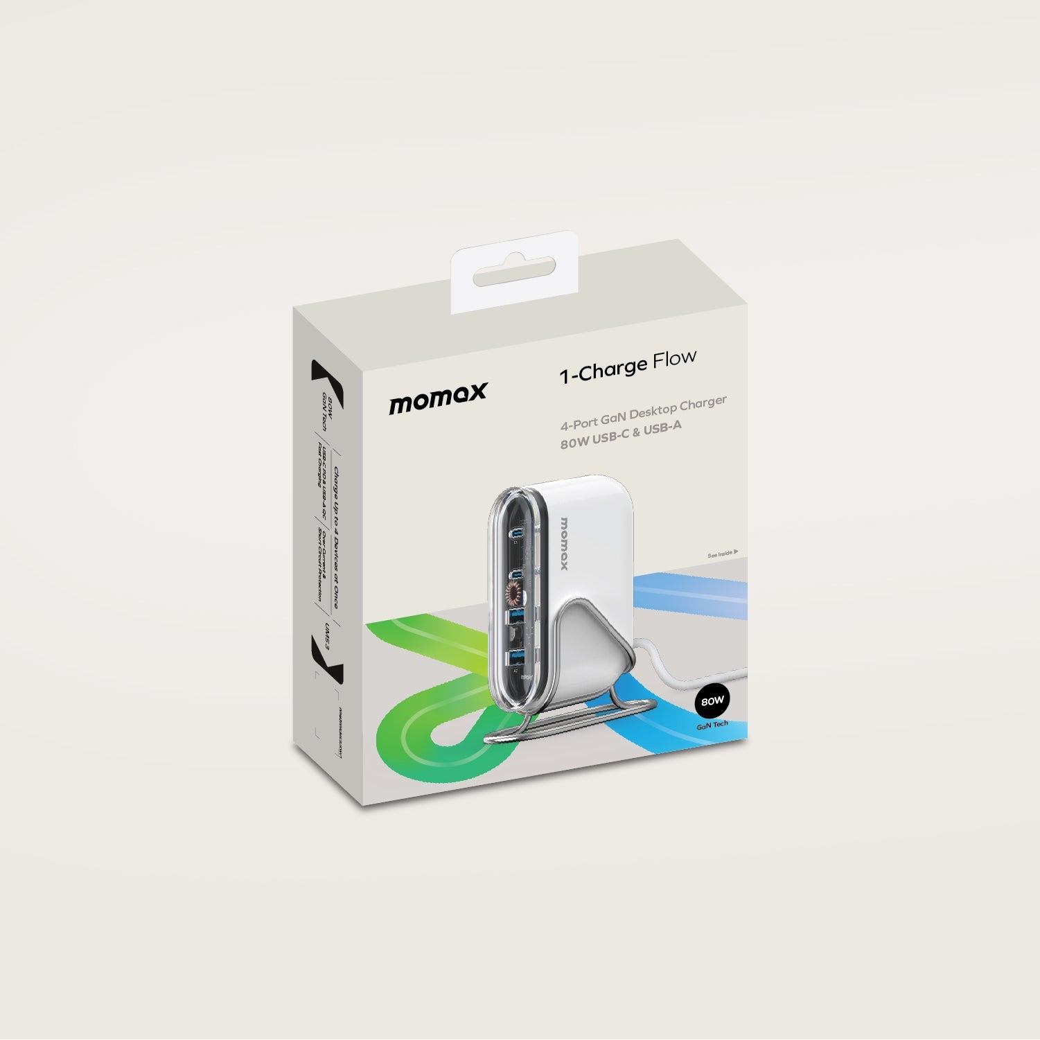 Momax 1-Charge Flow 80W 四輸出桌面 GaN 充電座