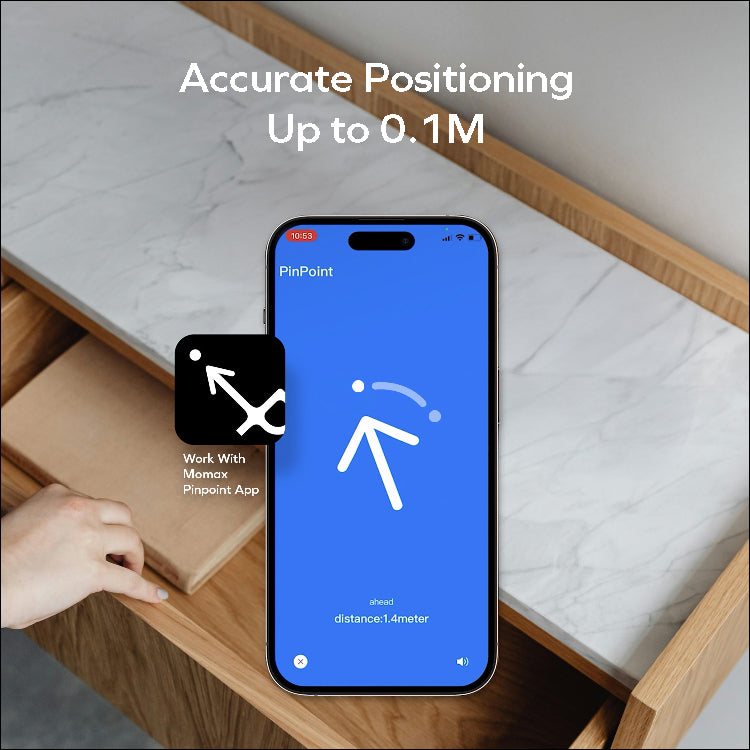 PinCard Ultra Mini 充電式迷你 Find My 全球定位器 (支持 UWB)