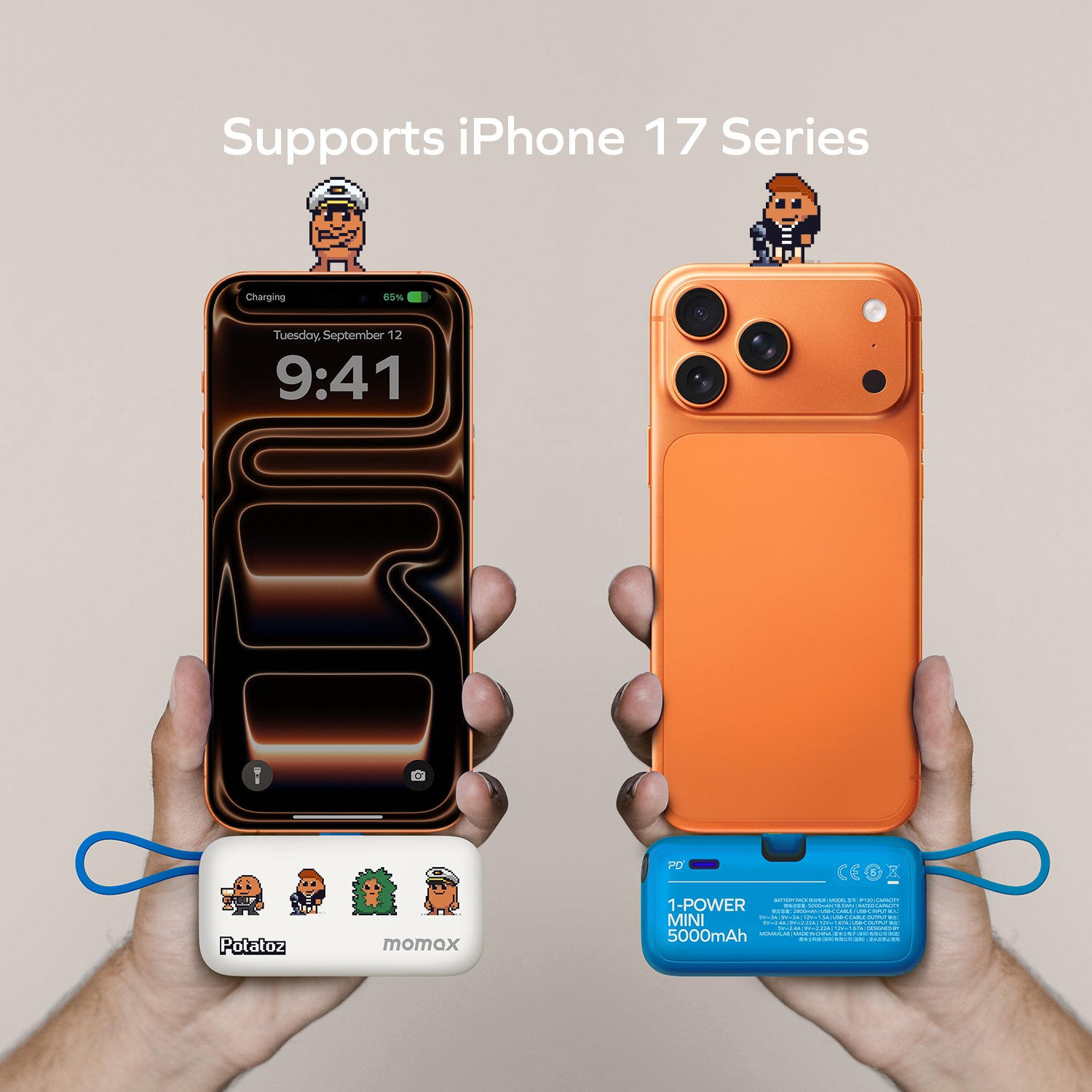 1-Power Mini 5000mAh 内置可折叠USB-C移動電源 (CCC 認證)