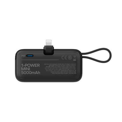 1-Power Mini 5000mAh 内置可折叠Lightning移動電源 [新品預售 | 預計5月中旬到貨]