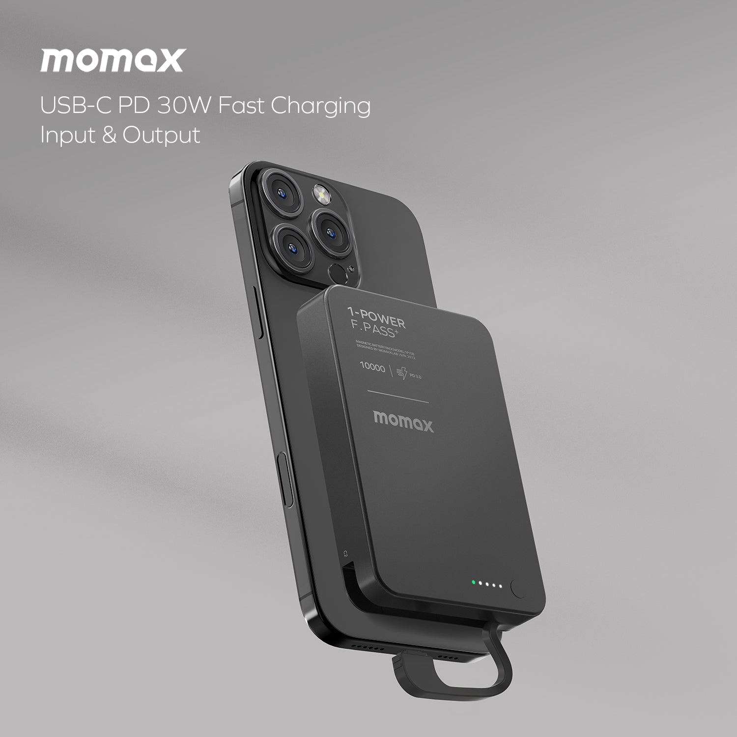 1-Power F.Pass⁺ Magnetic Battery Pack With Built-In Cable 10000mAh