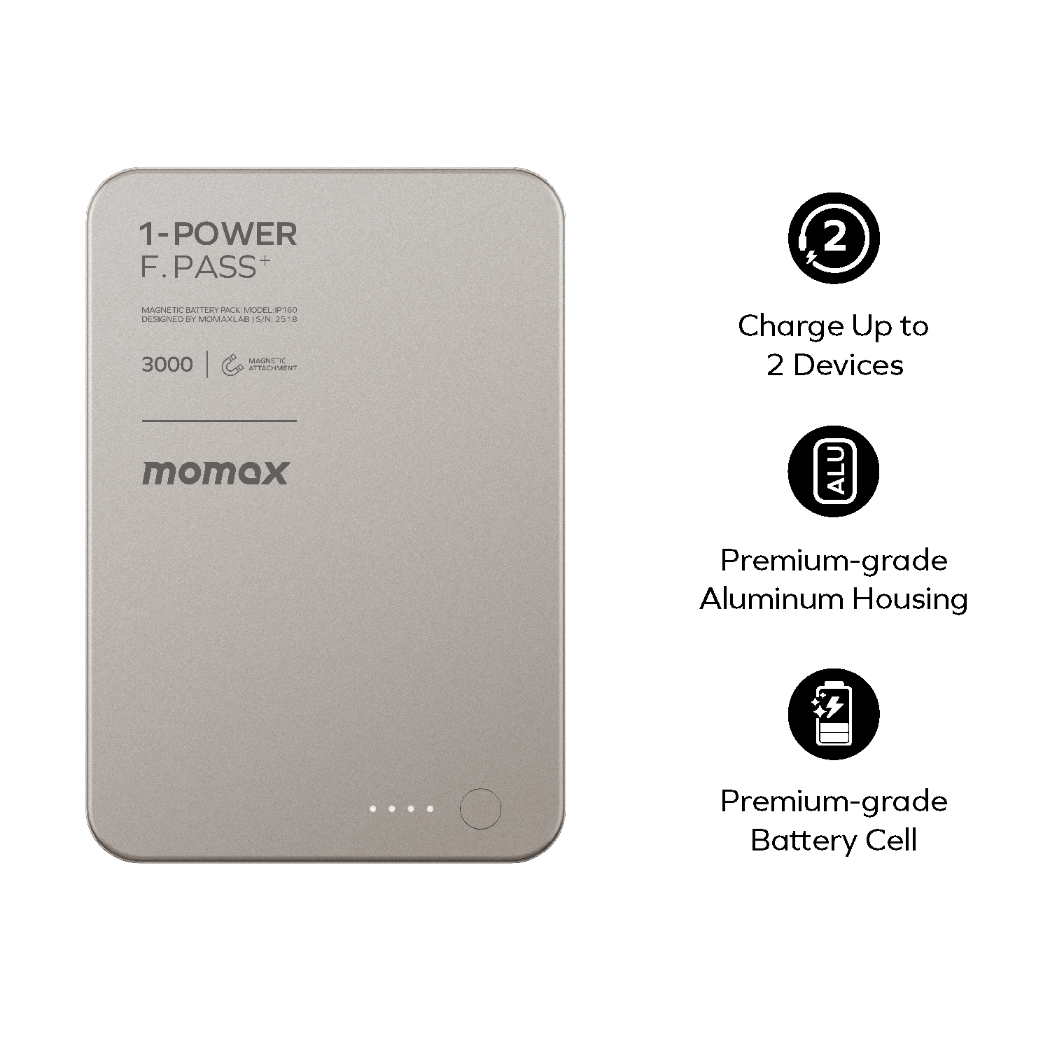 1-Power F.Pass⁺ 3000mAh 磁吸帶線流動電源 [新品預售 | 預計 9 月尾登場]