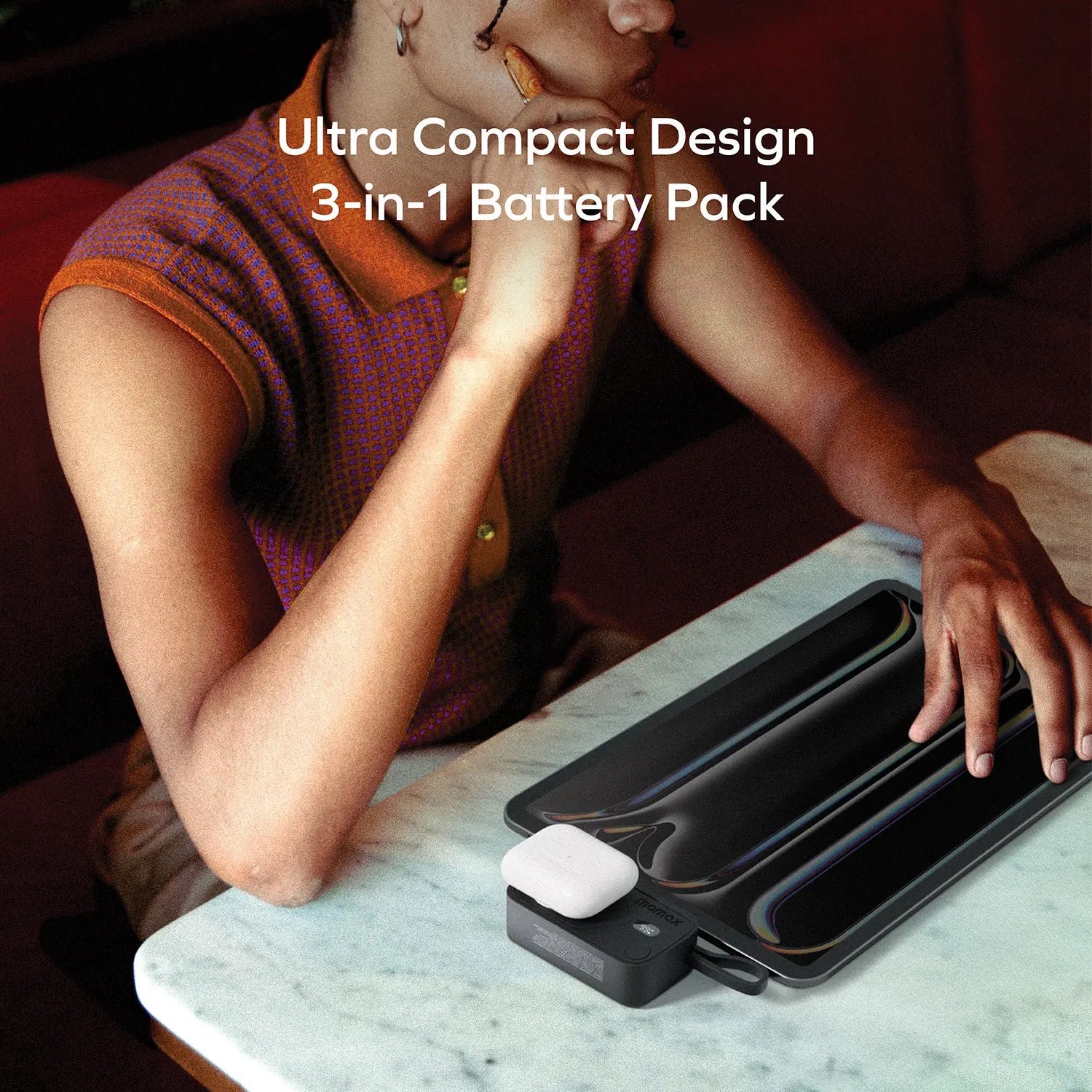 1-Power X Pro Mini⁺ 5000mAh Integrated Foldable USB-C Plug and Built-In USB-C Cable Battery Pack with Apple Watch Fast Charger