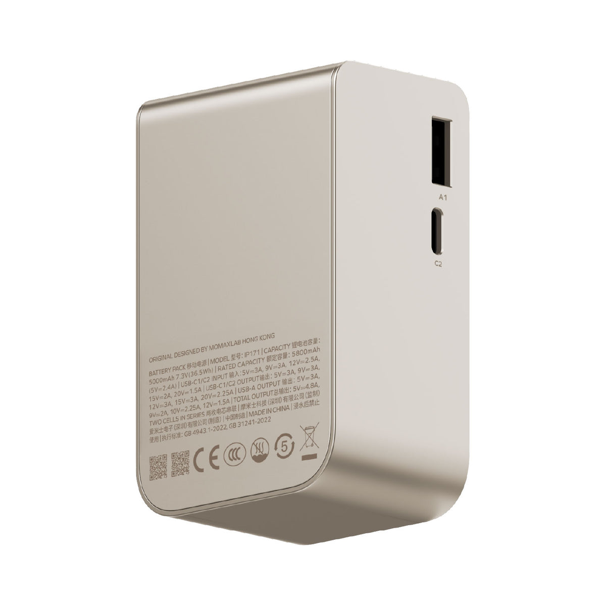 1-Pac Pass Mini⁺ 10000mAh 2 合 1 內建伸縮充電線移動電源 (CCC 認證)