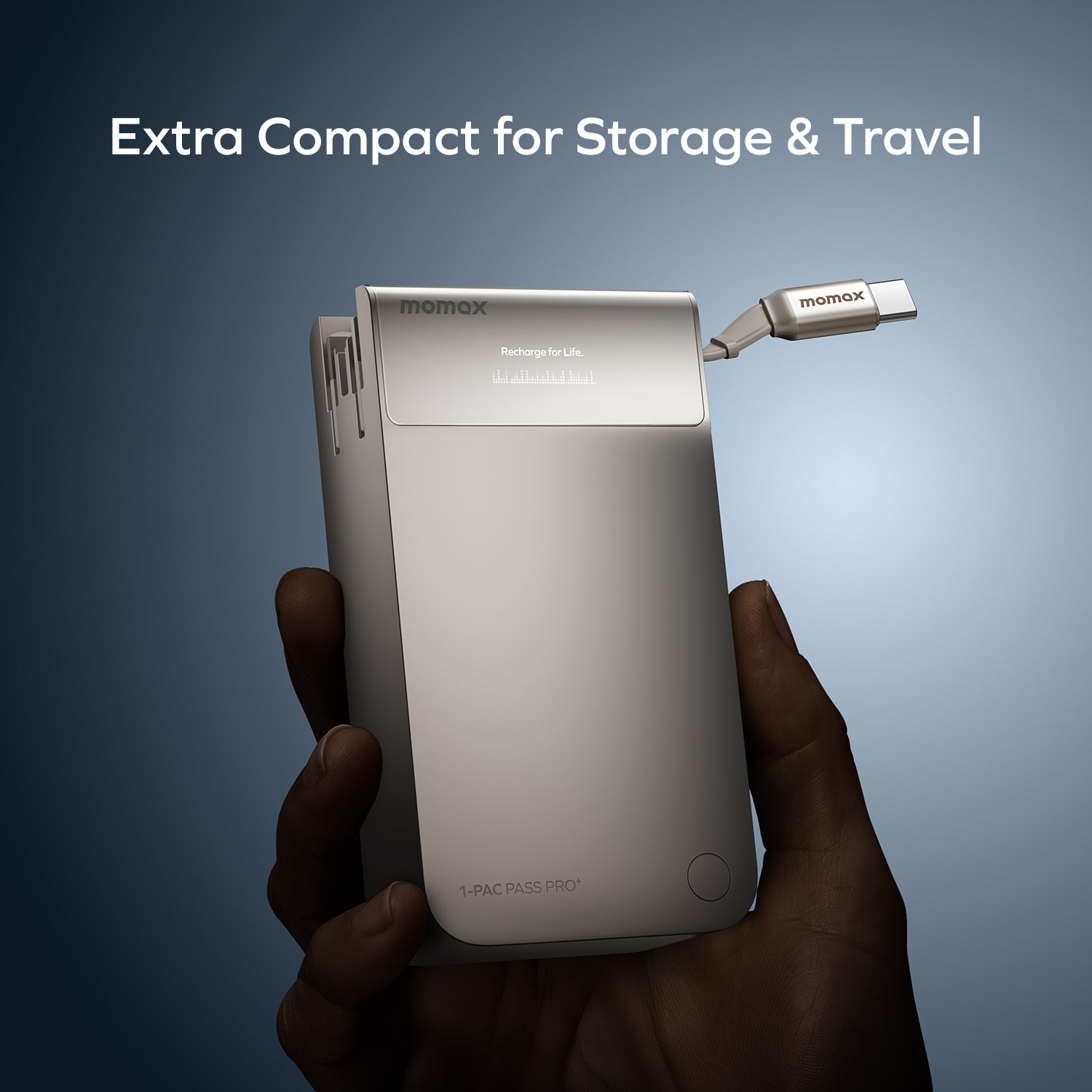 1-Pac Pass Pro⁺ 10000mAh 3in1 Hybrid GaN Battery Pack with Built-In Retractable Cable (45W)
