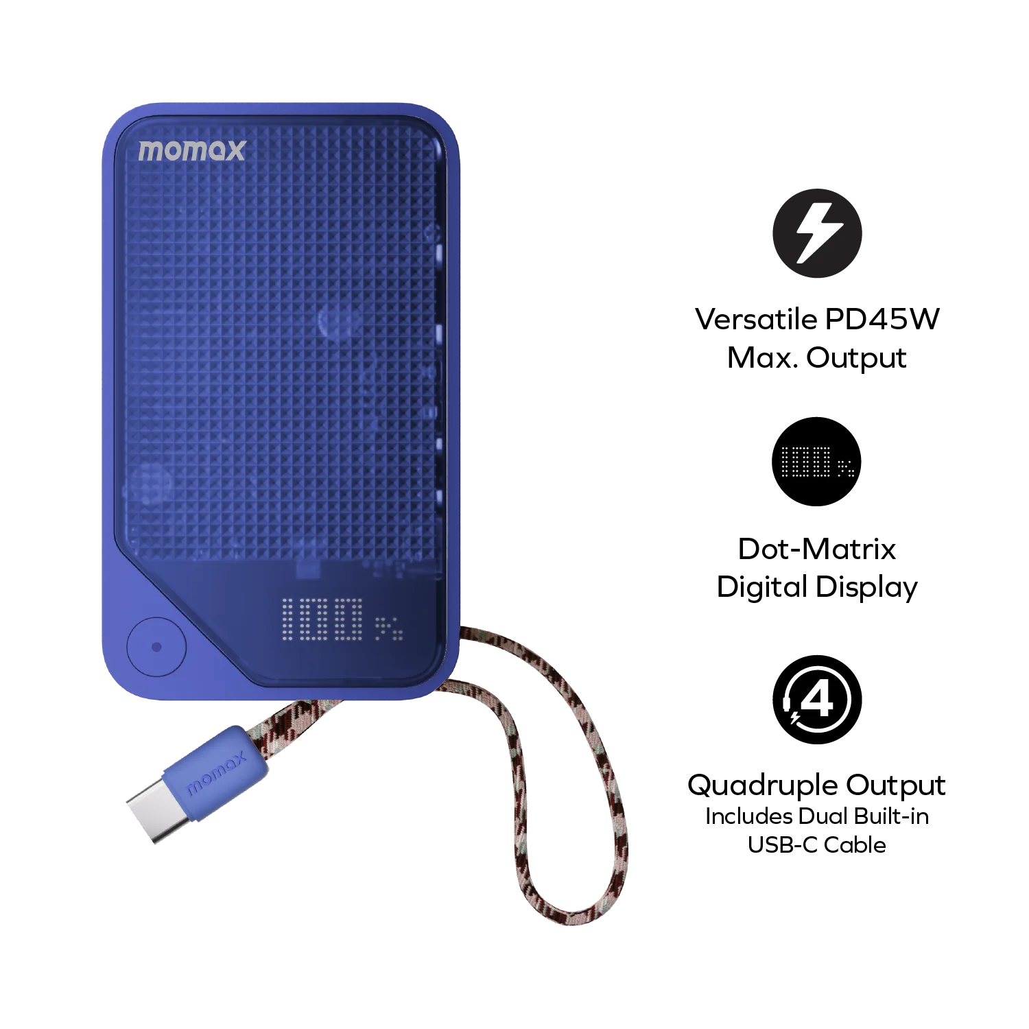 1-Power X⁺ 10000mAh 雙內建 USB-C 充電線流動電源 [新品預售 | 預計 6 月下旬登場]