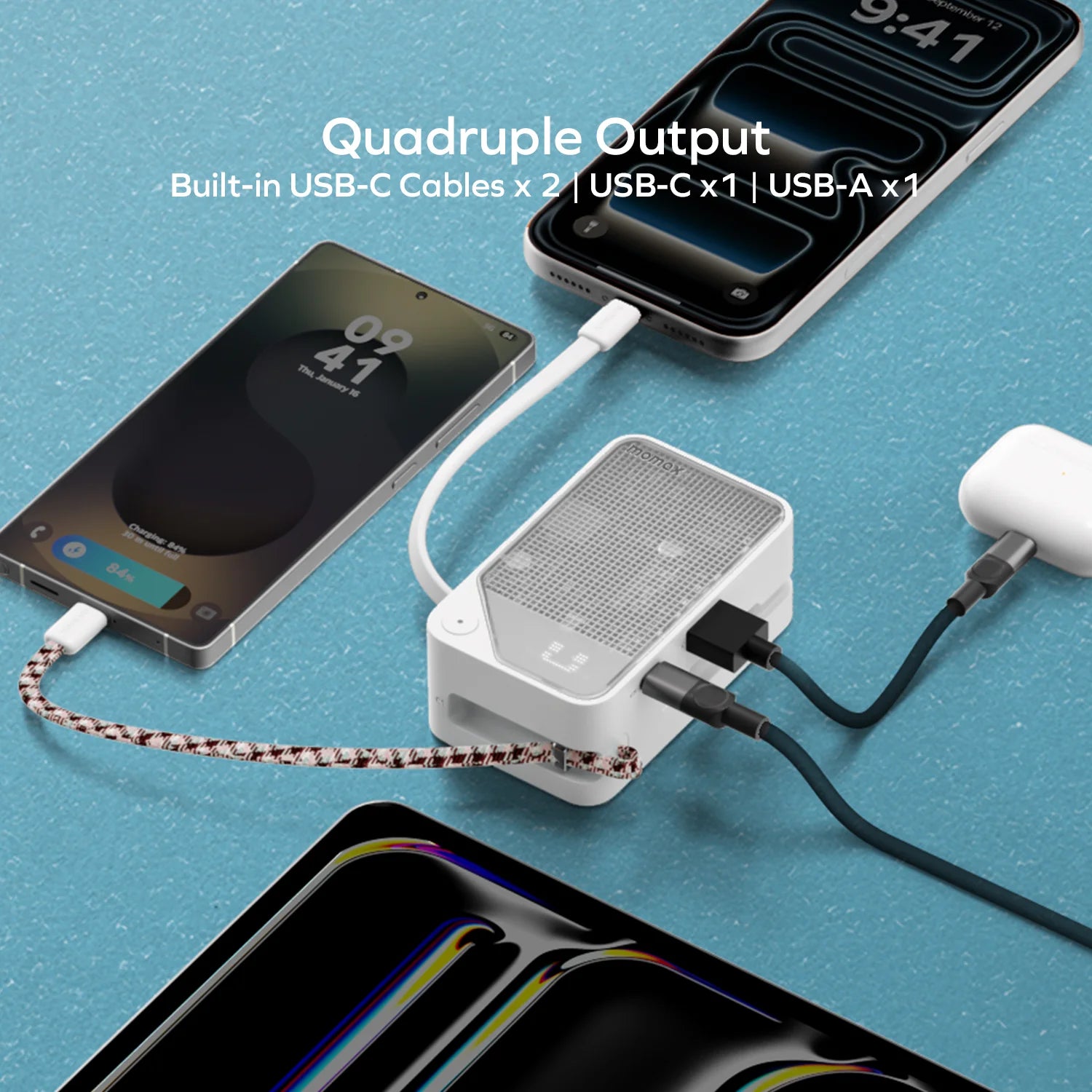 1-Power X⁺ 10000mAh 雙內建 USB-C 充電線流動電源 [新品預售 | 預計 6 月下旬登場]