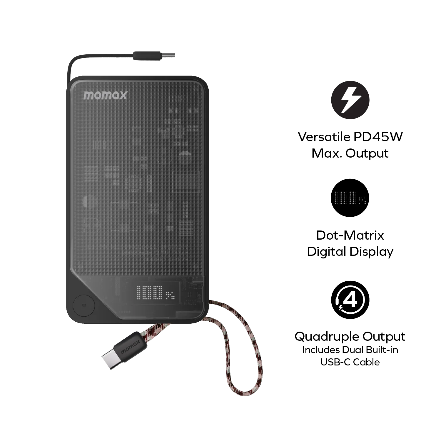 1-Power X⁺ 20000mAh 雙內建 USB-C 充電線流動電源 [新品預售 | 預計 6 月下旬登場]