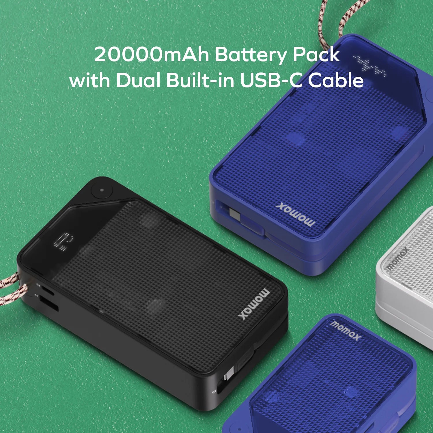 1-Power X⁺ 20000mAh 雙內建 USB-C 充電線流動電源 [新品預售 | 預計 6 月下旬登場]