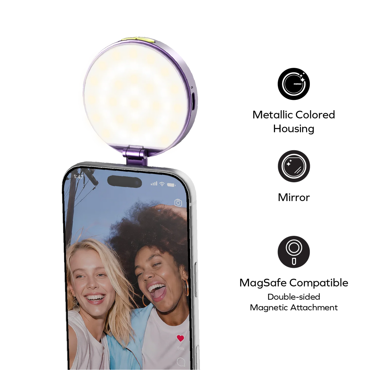 1-Snap Glow Magnetic Live Streaming Selfie Light With Foldable Stand