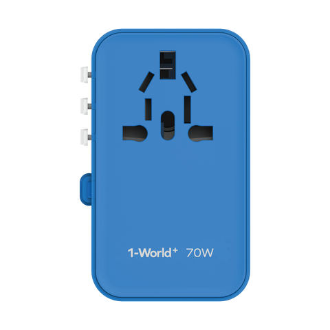 1-World+ 70W GaN 3插口及內置伸縮USB-C充電線旅行插座