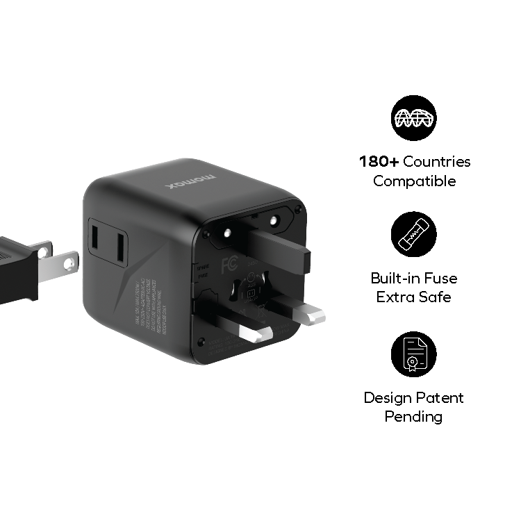 1-World Universal Travel Adapter with Dual AC