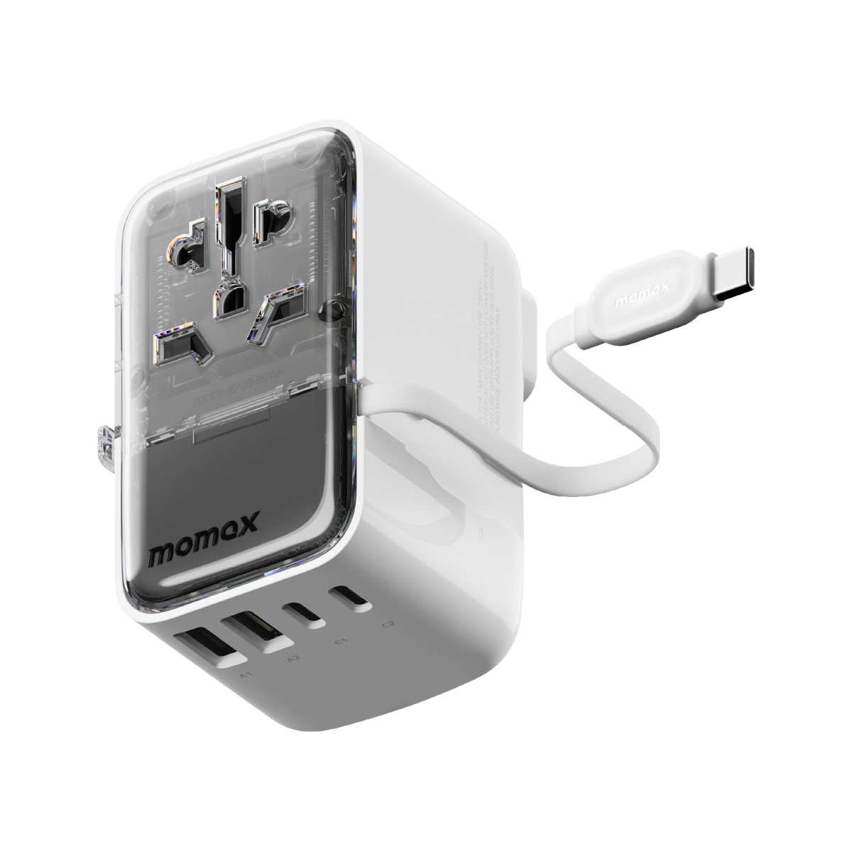 1-World+ Flow 4-Port Travel Charger With Built-In USB-C